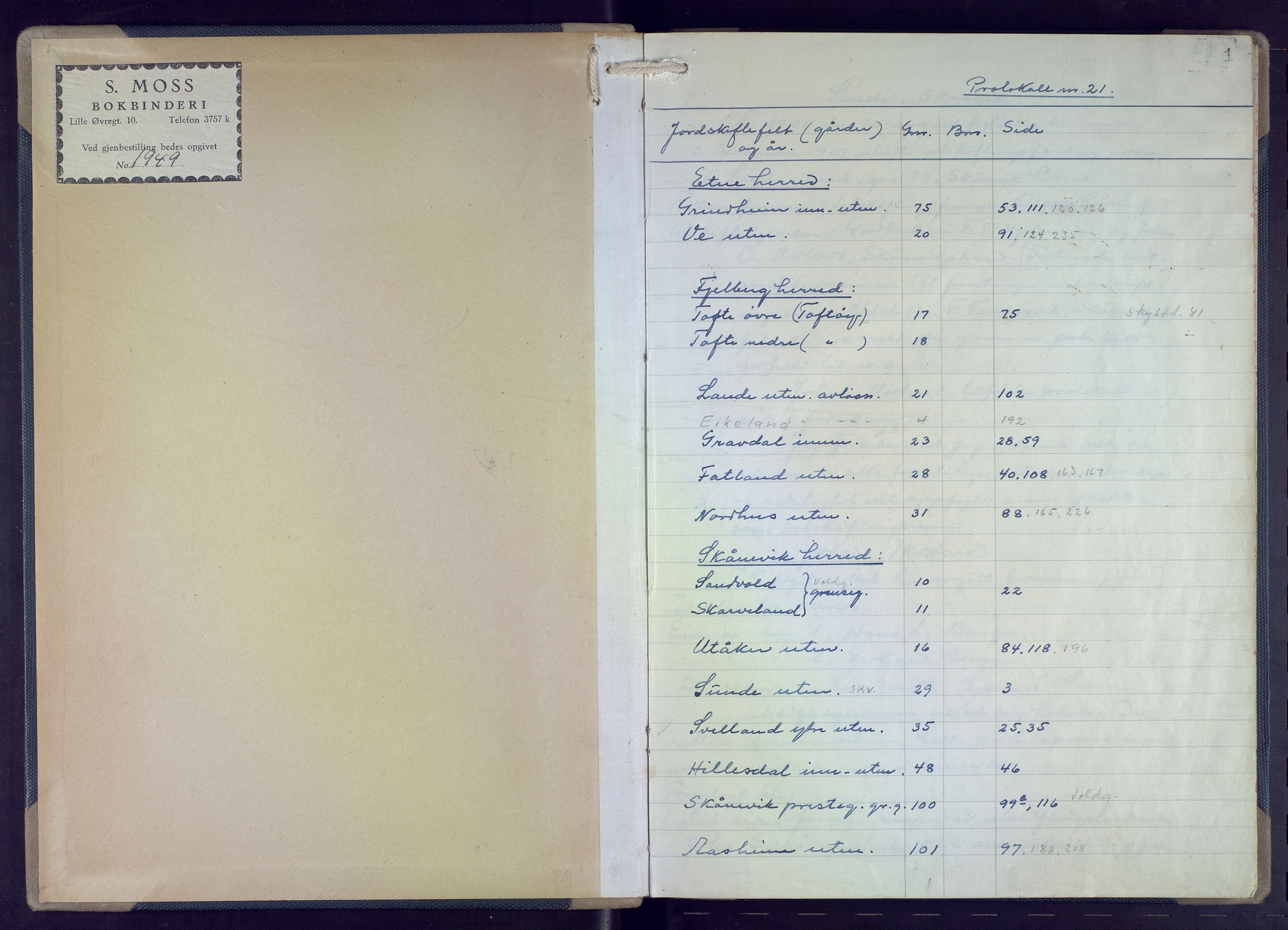 Hordaland jordskiftedøme - VII Indre Sunnhordland jordskiftedistrikt, AV/SAB-A-7401/A/Aa/L0021: Forhandlingsprotokoll, 1945-1953, p. 1