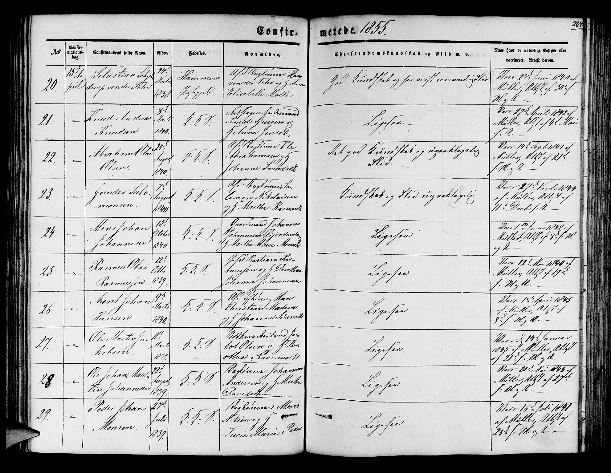 Korskirken sokneprestembete, SAB/A-76101/H/Hab: Parish register (copy) no. C 1, 1839-1868, p. 264