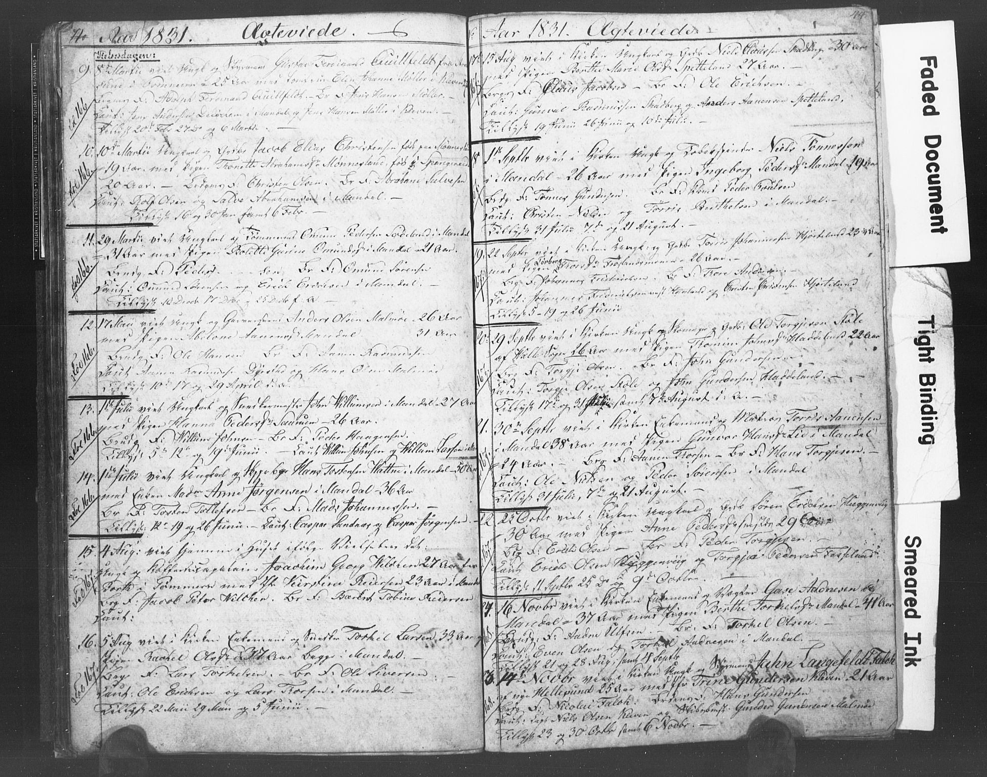 Mandal sokneprestkontor, SAK/1111-0030/F/Fb/Fba/L0003: Parish register (copy) no. B 1B, 1831-1834, p. 44