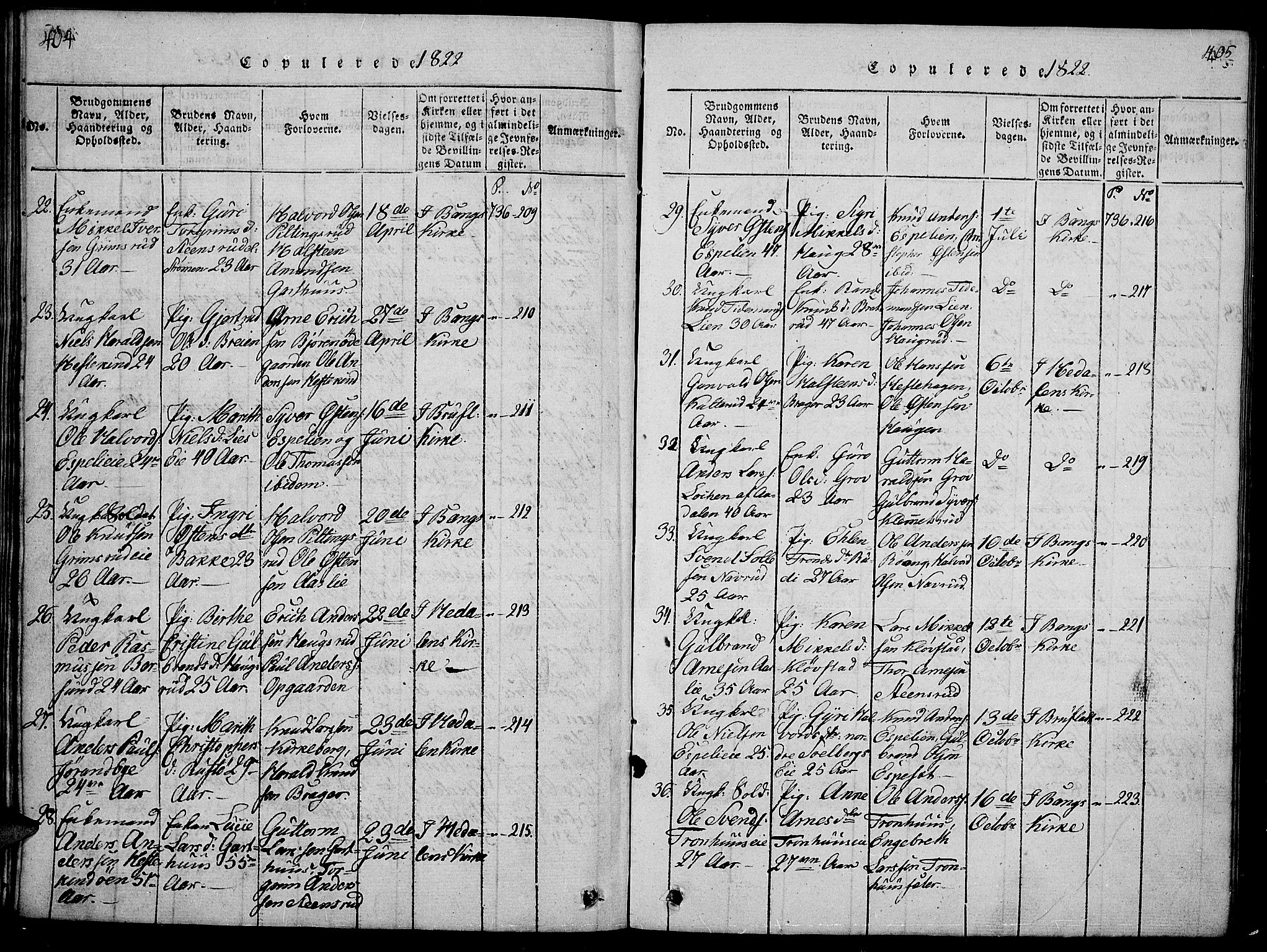 Sør-Aurdal prestekontor, SAH/PREST-128/H/Ha/Hab/L0001: Parish register (copy) no. 1, 1815-1826, p. 404-405