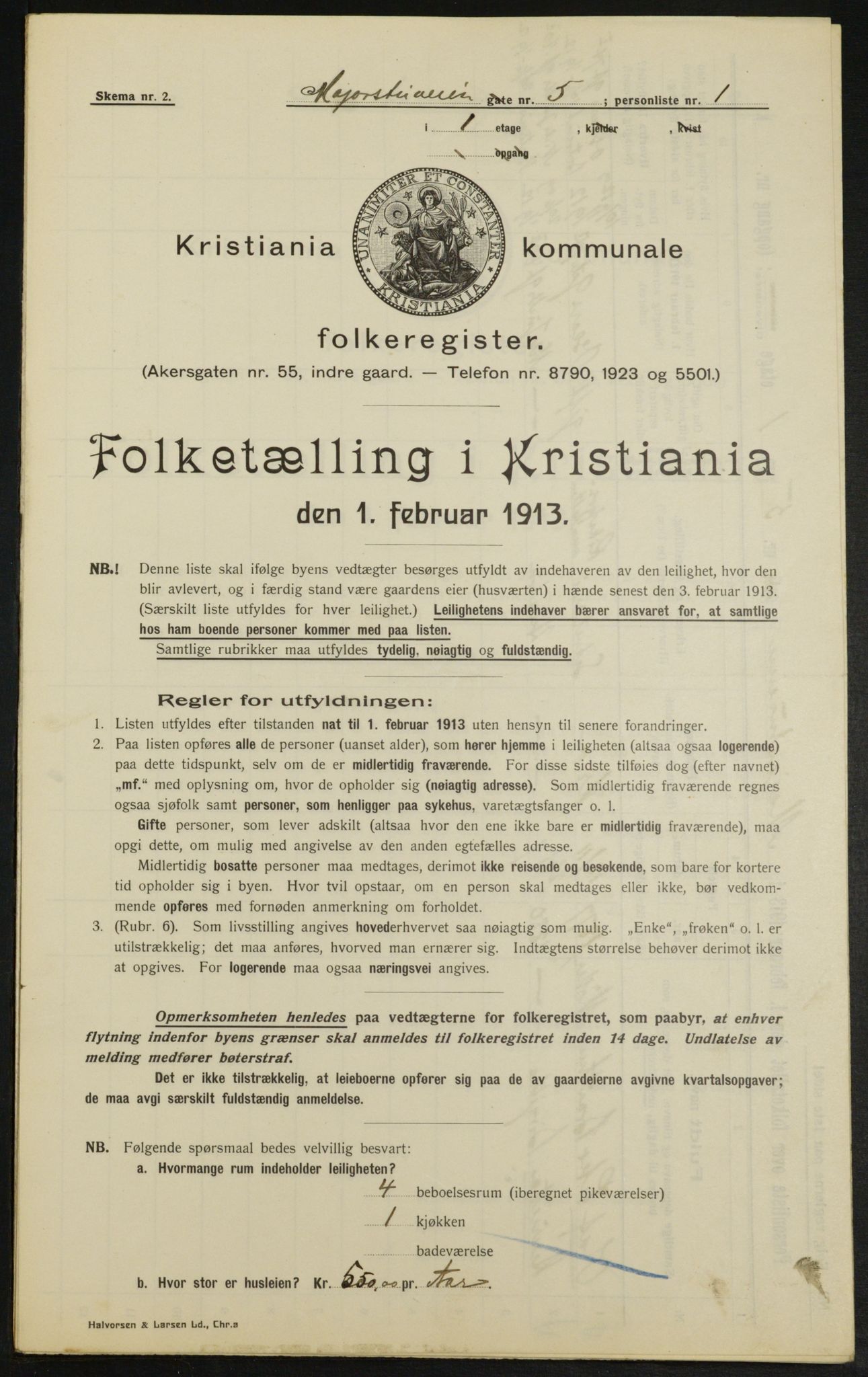 OBA, Municipal Census 1913 for Kristiania, 1913, p. 59410