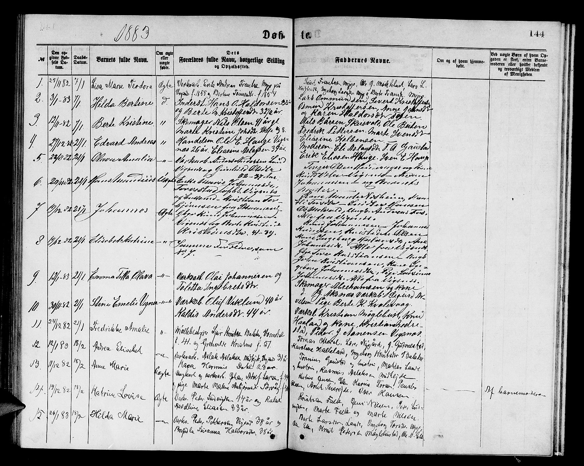 Avaldsnes sokneprestkontor, SAST/A -101851/H/Ha/Hab/L0005: Parish register (copy) no. B 5, 1871-1885, p. 144