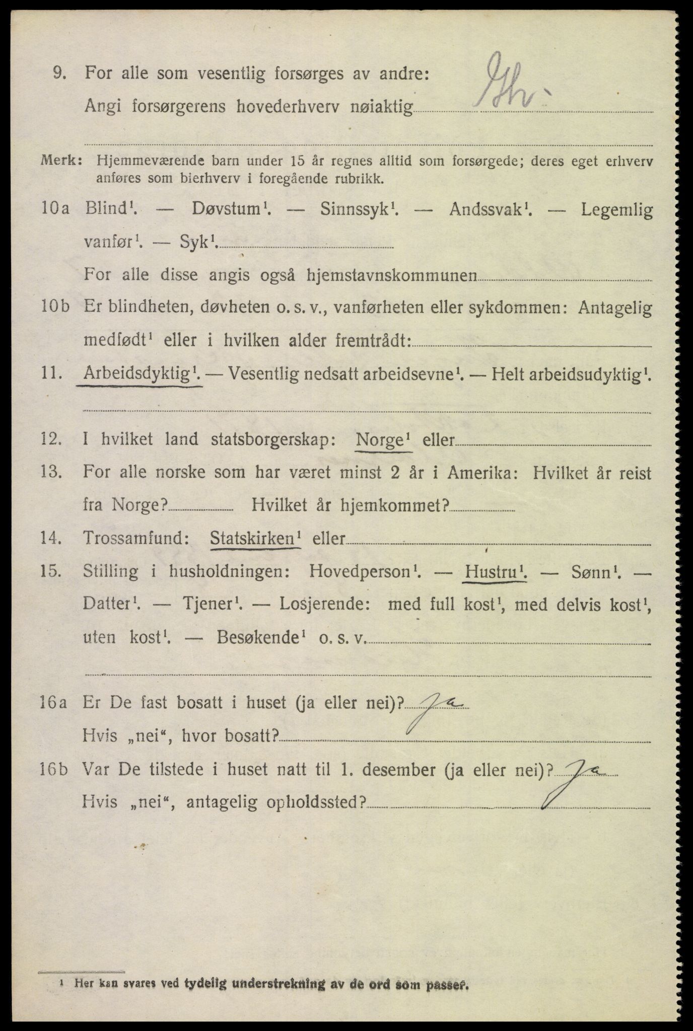 SAK, 1920 census for Oddernes, 1920, p. 5450