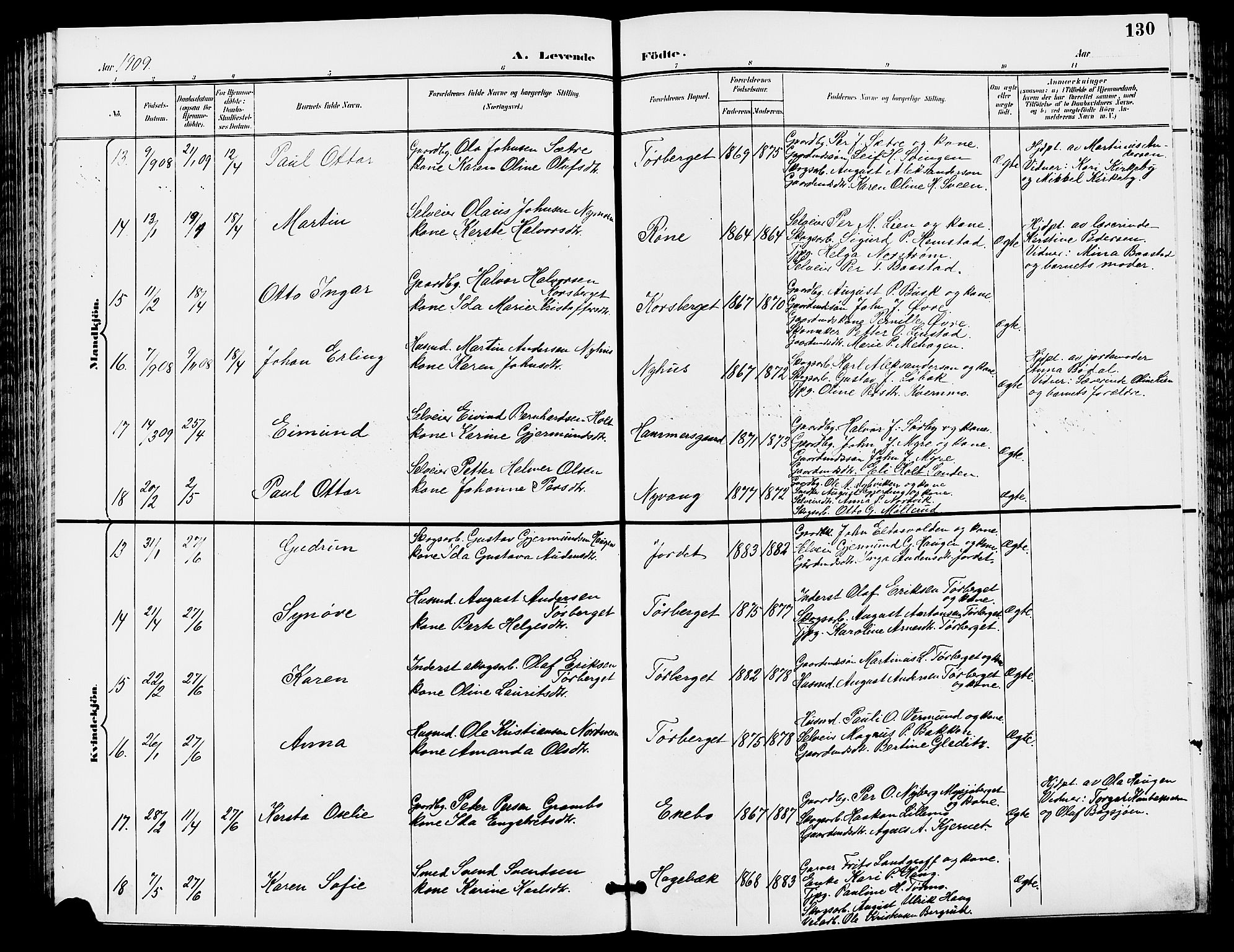 Trysil prestekontor, AV/SAH-PREST-046/H/Ha/Hab/L0006: Parish register (copy) no. 6, 1896-1912, p. 130