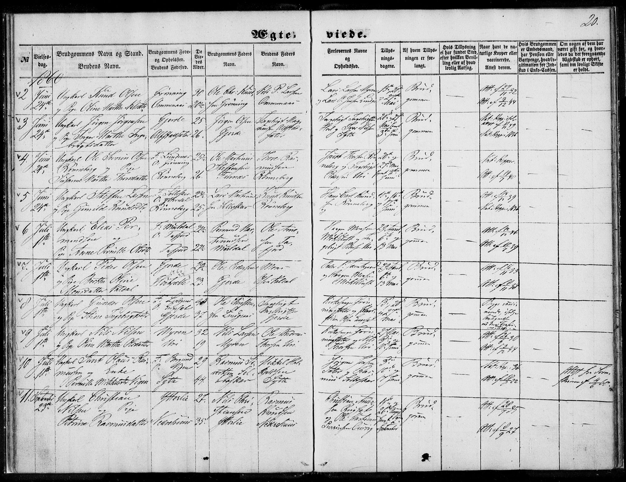 Ministerialprotokoller, klokkerbøker og fødselsregistre - Møre og Romsdal, SAT/A-1454/519/L0250: Parish register (official) no. 519A09, 1850-1868, p. 20