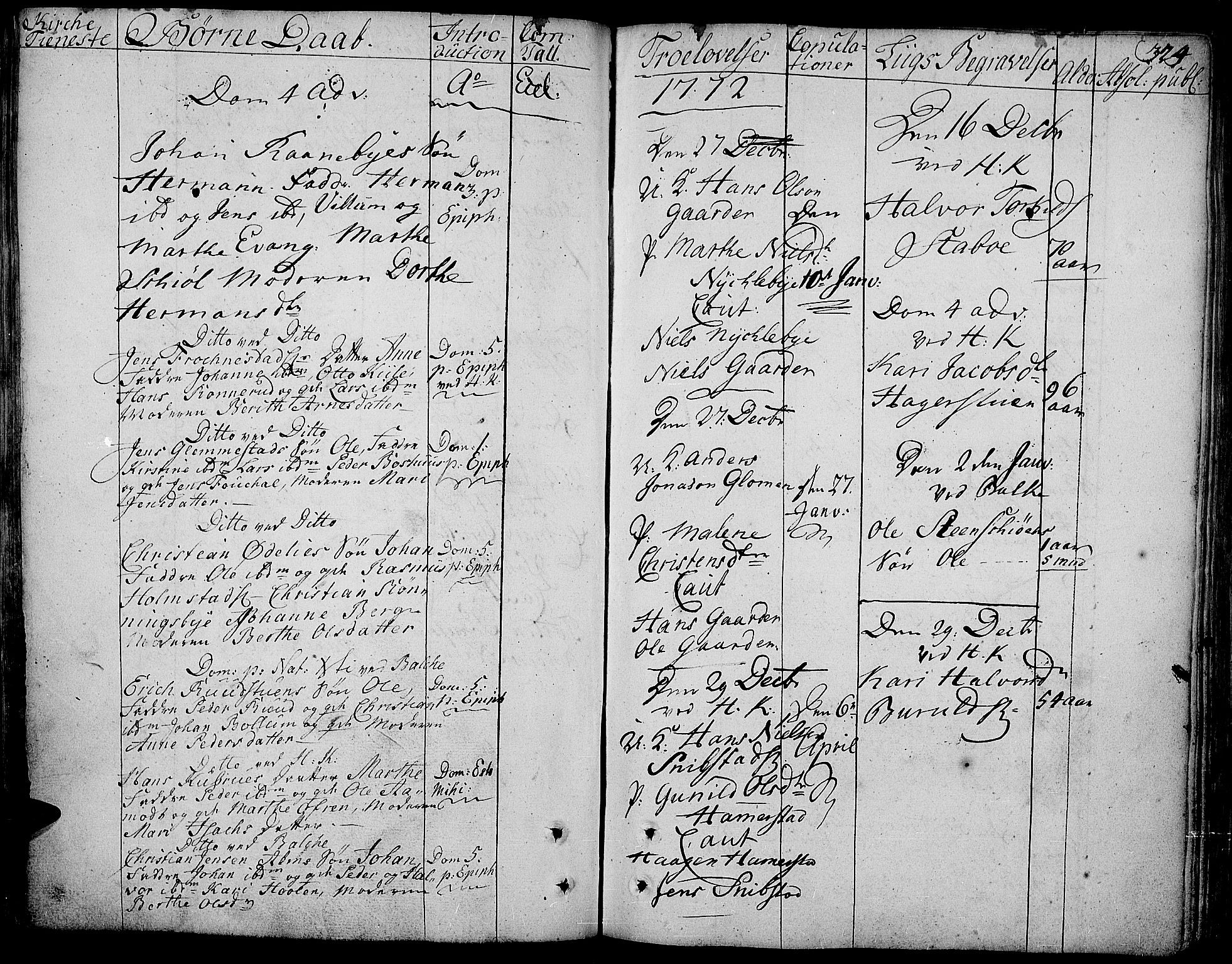 Toten prestekontor, AV/SAH-PREST-102/H/Ha/Haa/L0005: Parish register (official) no. 5, 1761-1772, p. 324