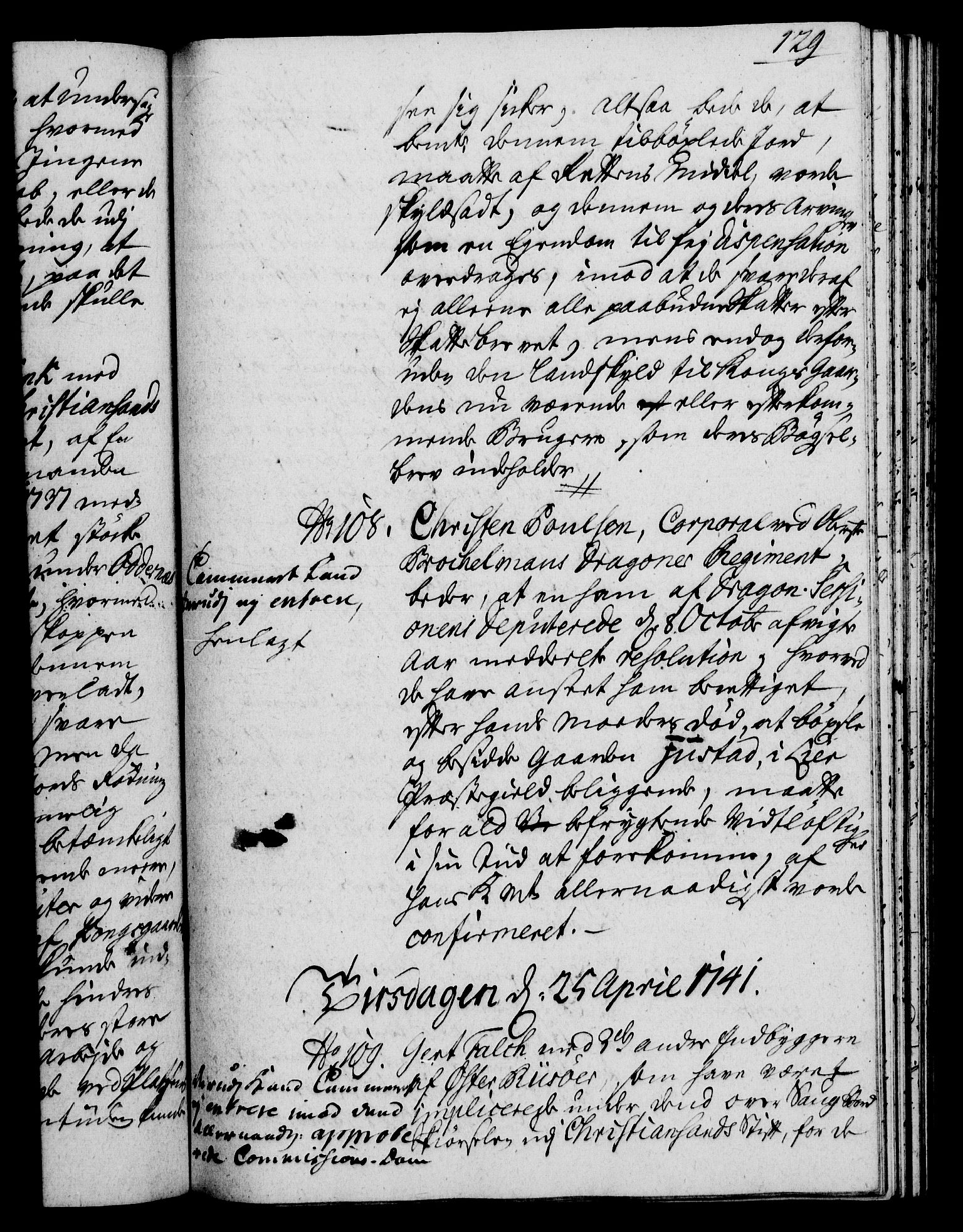 Rentekammeret, Kammerkanselliet, RA/EA-3111/G/Gh/Gha/L0023: Norsk ekstraktmemorialprotokoll (merket RK 53.68), 1741-1742, p. 129