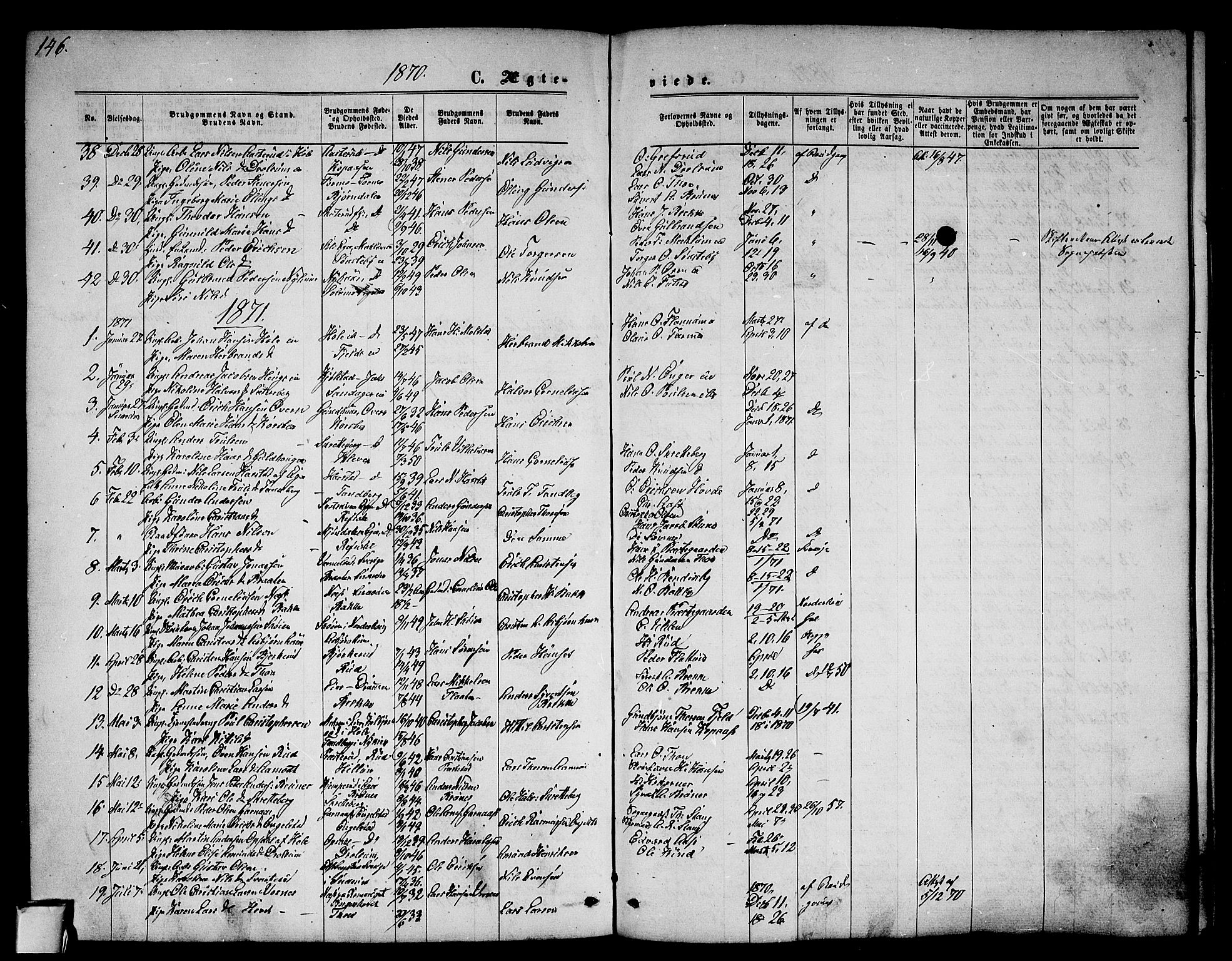 Modum kirkebøker, AV/SAKO-A-234/G/Ga/L0007: Parish register (copy) no. I 7, 1869-1878, p. 146