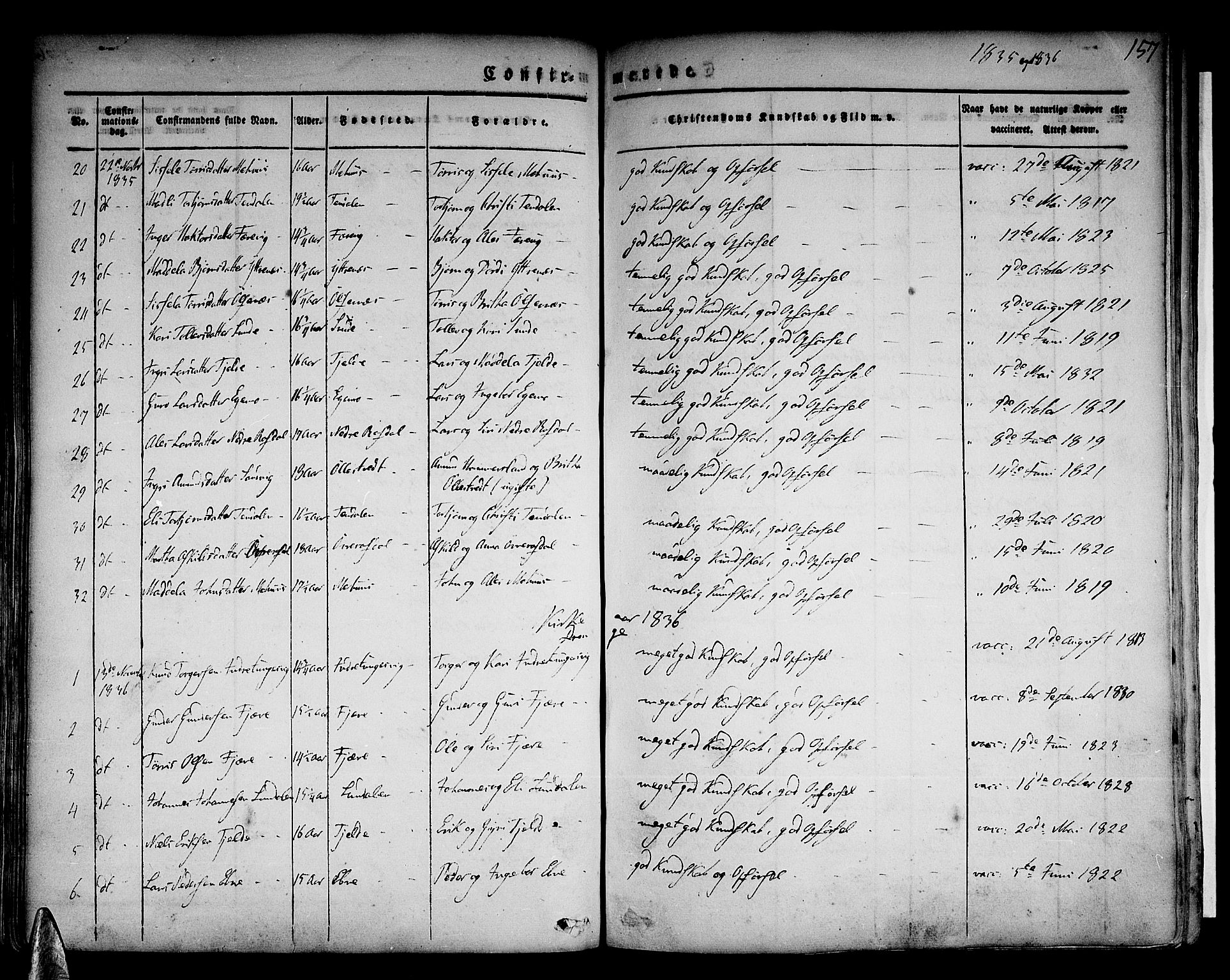 Skånevik sokneprestembete, SAB/A-77801/H/Haa: Parish register (official) no. A 4, 1828-1848, p. 157