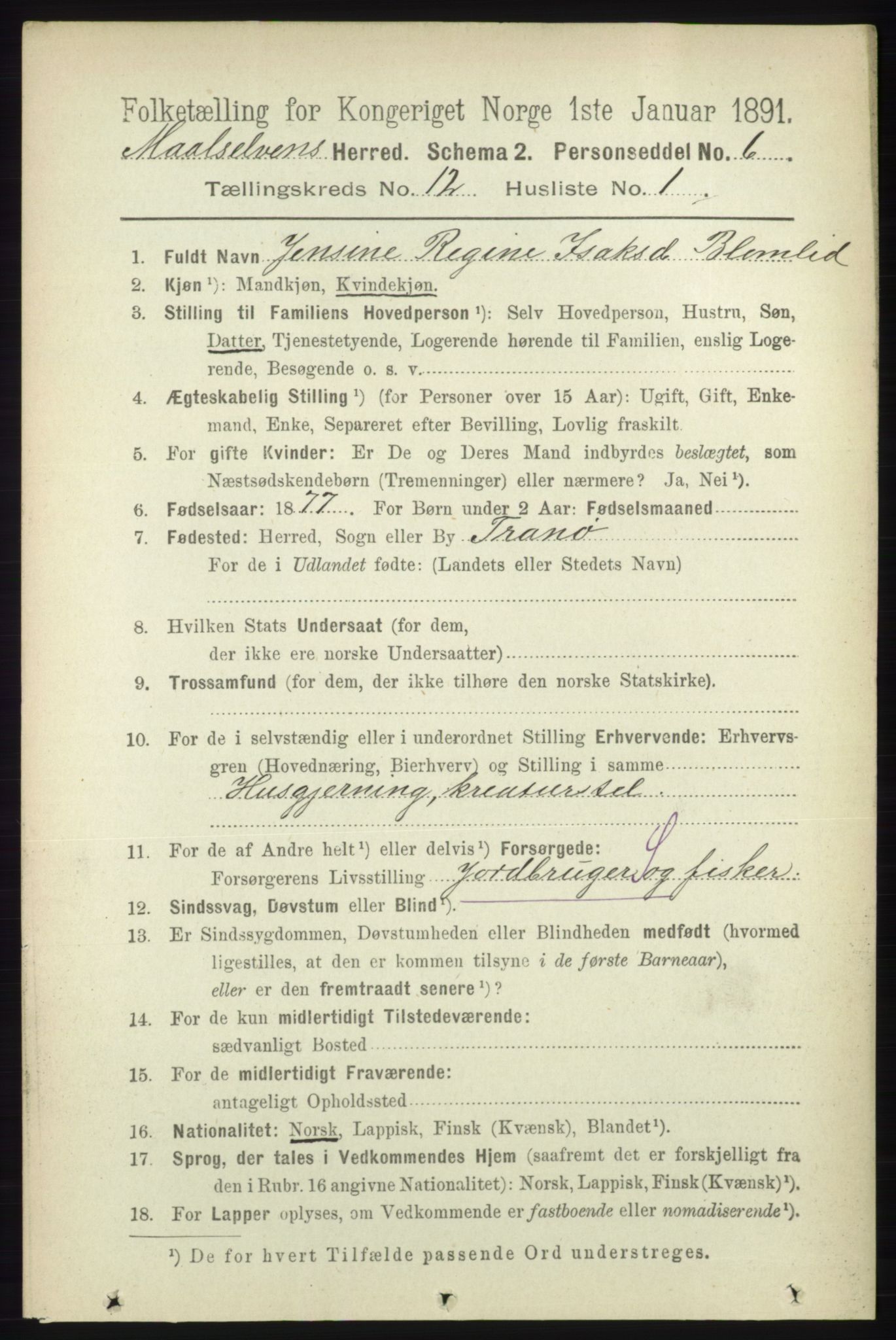 RA, 1891 census for 1924 Målselv, 1891, p. 3794