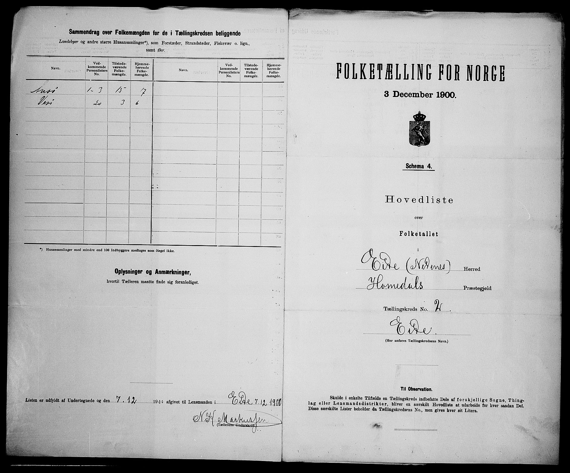 SAK, 1900 census for Eide, 1900, p. 11