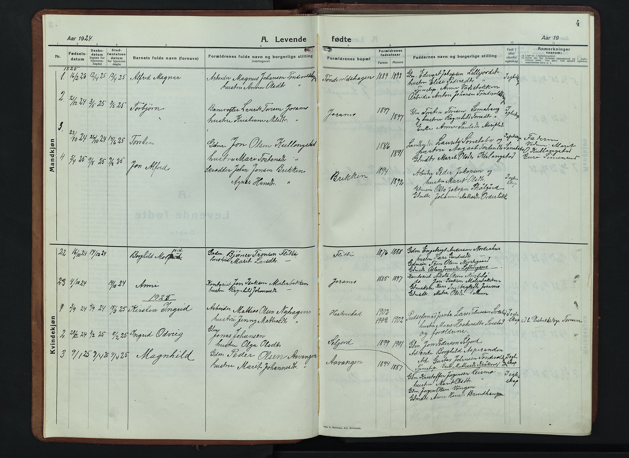Lesja prestekontor, AV/SAH-PREST-068/H/Ha/Hab/L0009: Parish register (copy) no. 9, 1924-1947, p. 4