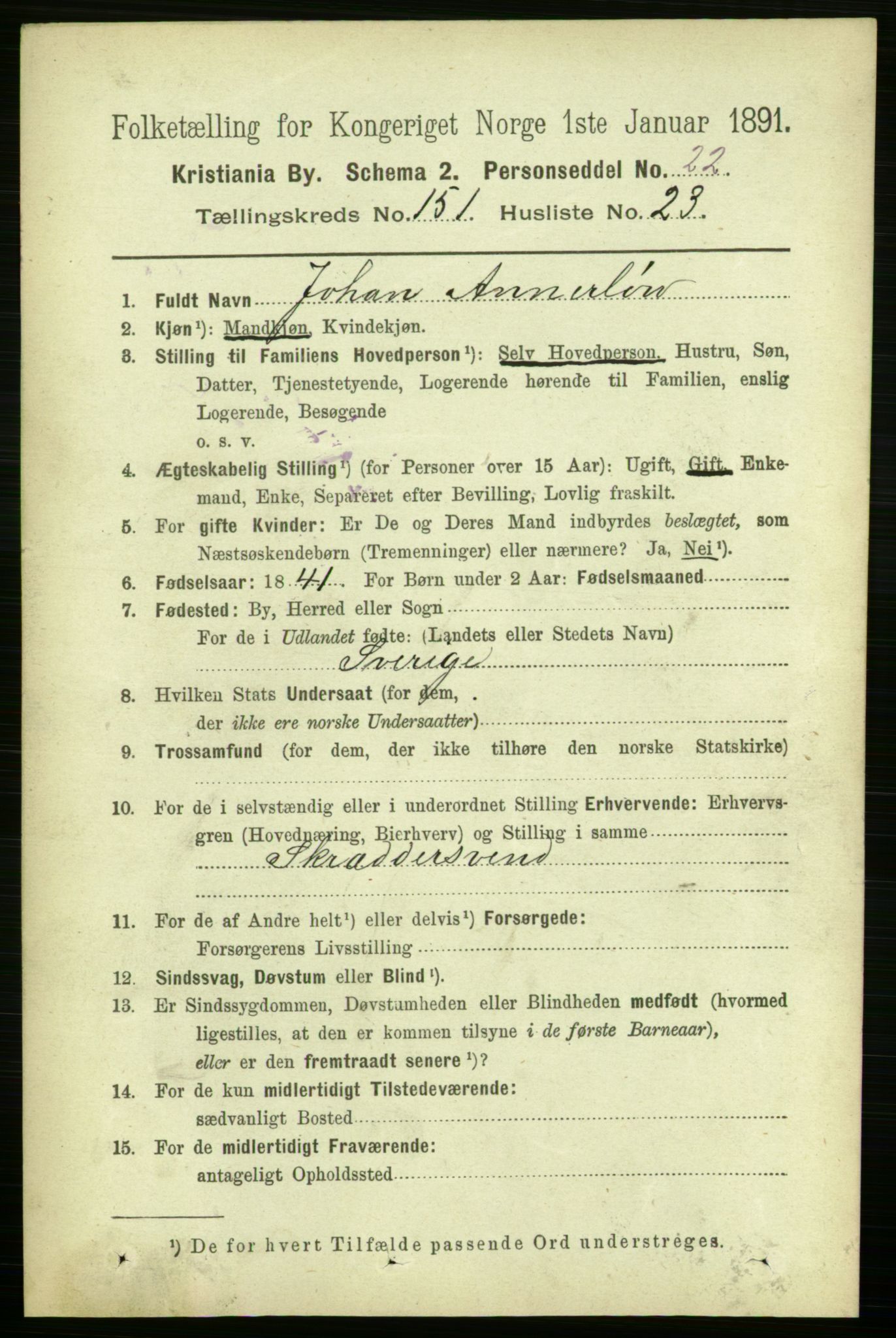 RA, 1891 census for 0301 Kristiania, 1891, p. 84967