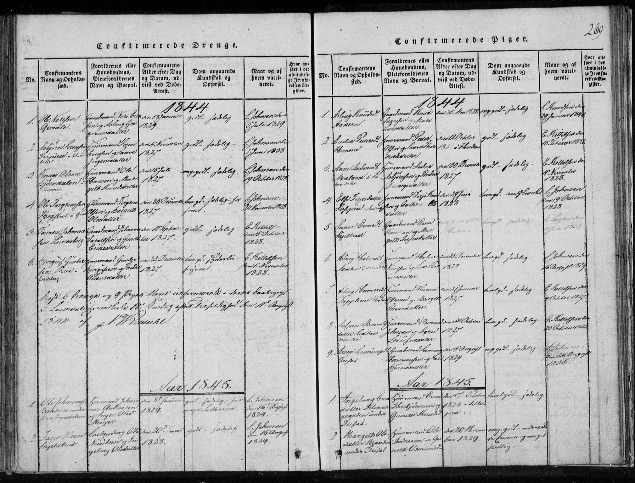 Lårdal kirkebøker, SAKO/A-284/F/Fa/L0005: Parish register (official) no. I 5, 1815-1860, p. 269