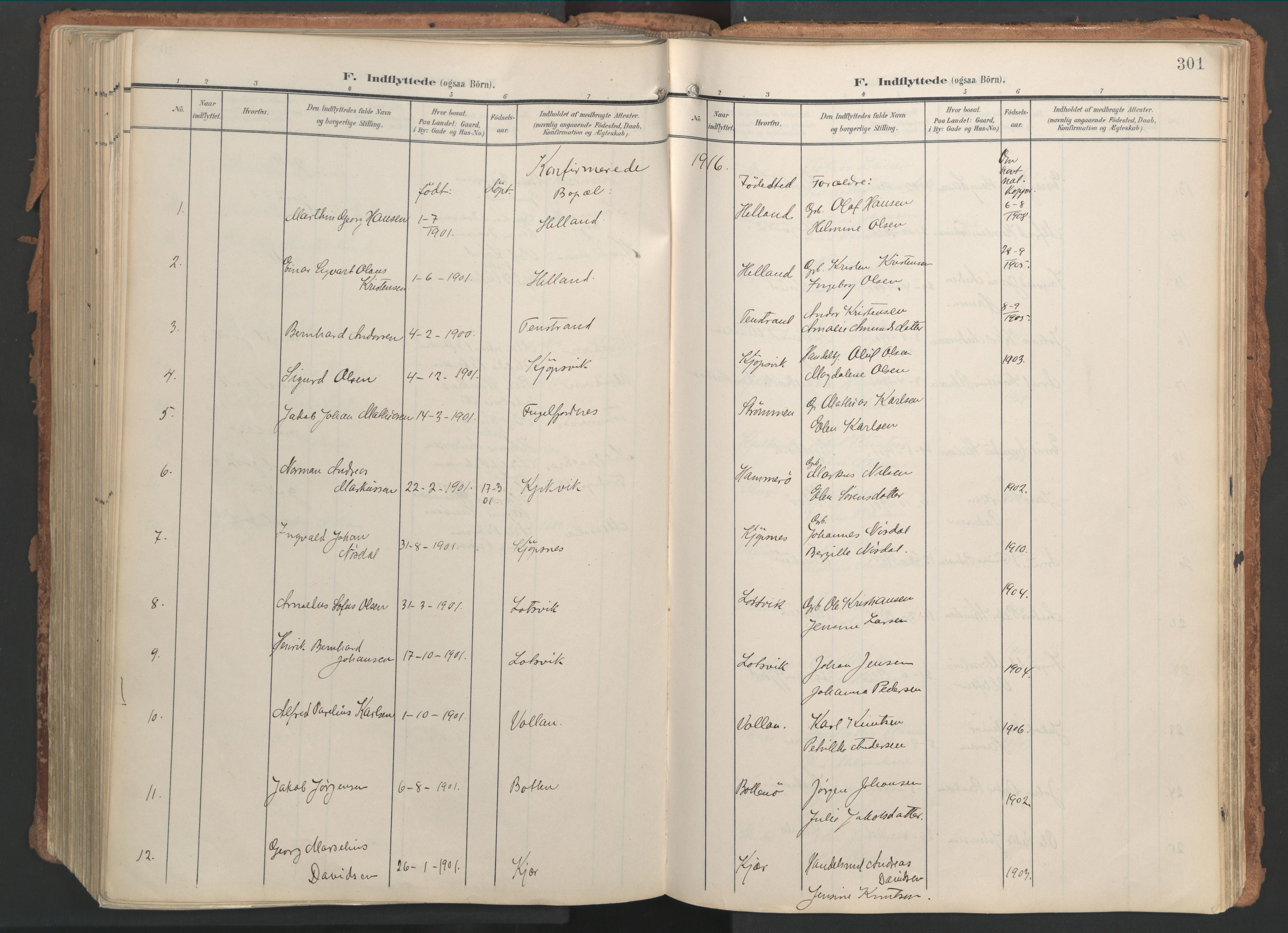Ministerialprotokoller, klokkerbøker og fødselsregistre - Nordland, SAT/A-1459/861/L0871: Parish register (official) no. 861A06, 1903-1916, p. 301