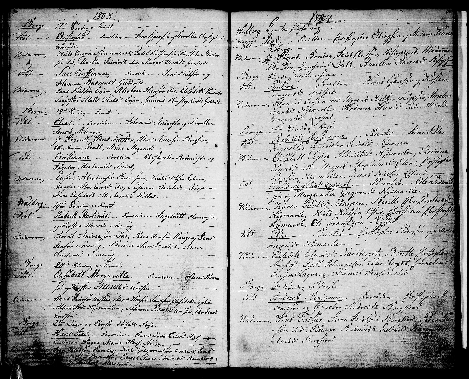 Ministerialprotokoller, klokkerbøker og fødselsregistre - Nordland, SAT/A-1459/880/L1129: Parish register (official) no. 880A03, 1796-1821, p. 96-97
