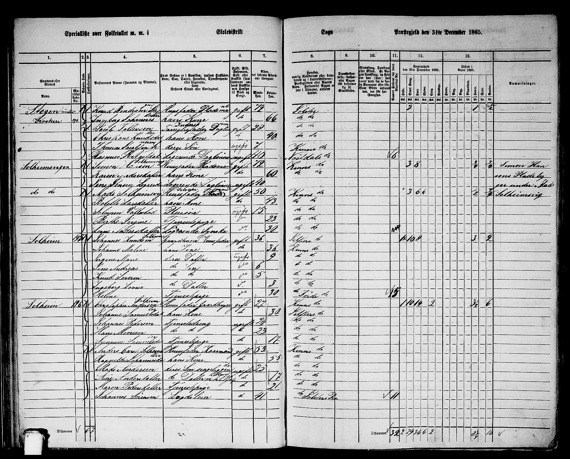 RA, 1865 census for Kinn, 1865, p. 50