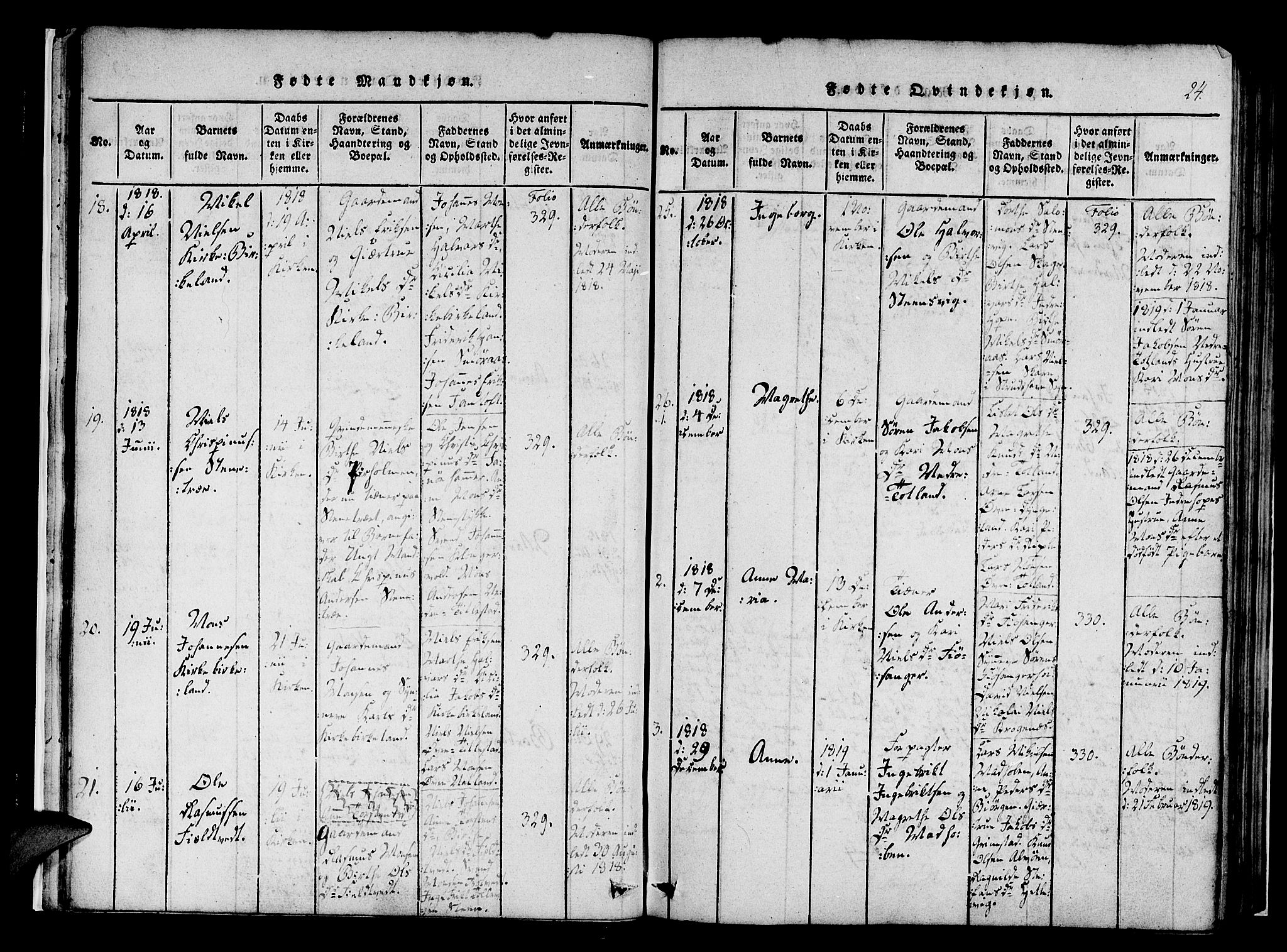 Fana Sokneprestembete, AV/SAB-A-75101/H/Haa/Haaa/L0007: Parish register (official) no. A 7, 1816-1828, p. 24