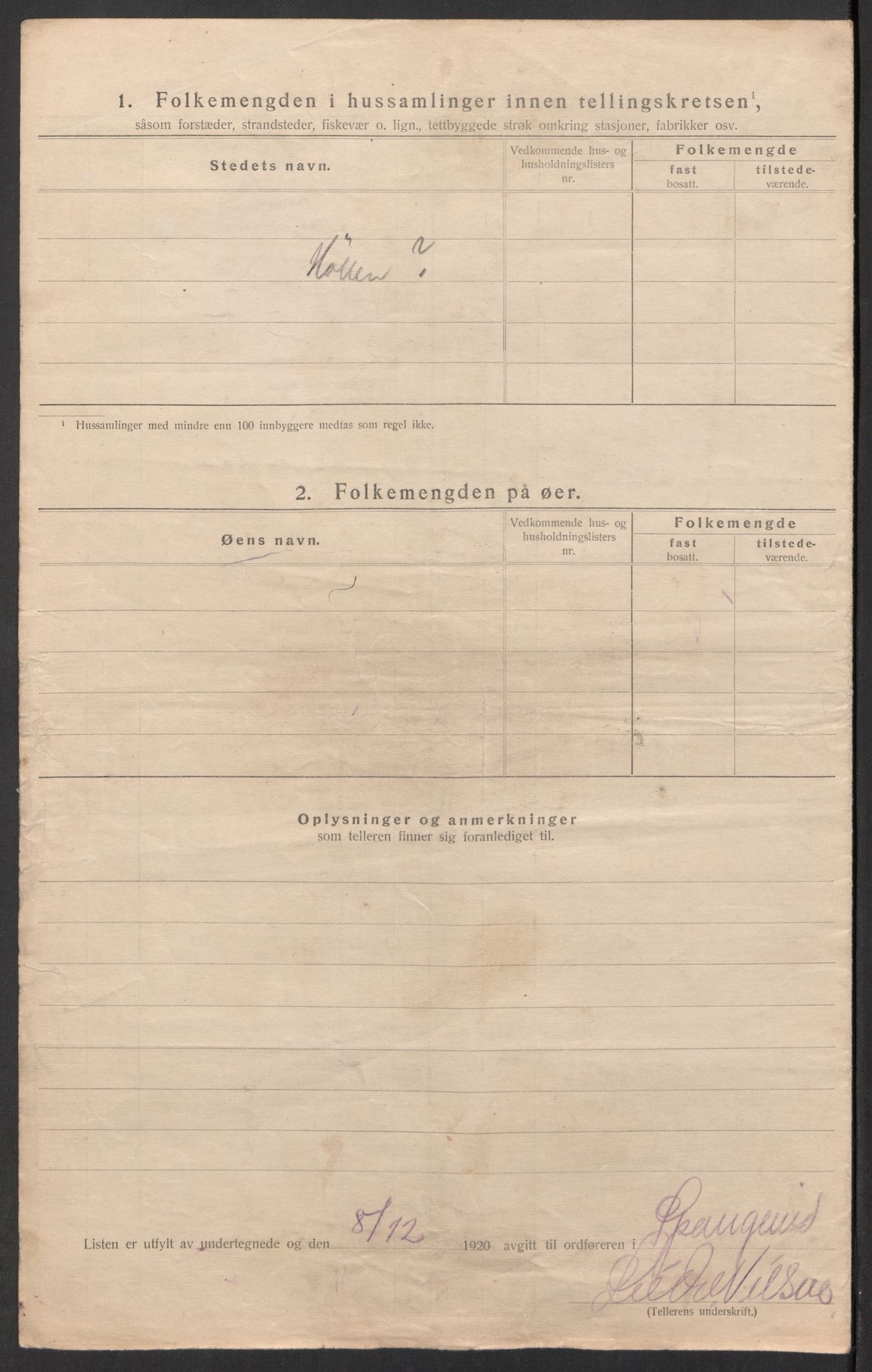 SAK, 1920 census for Spangereid, 1920, p. 30