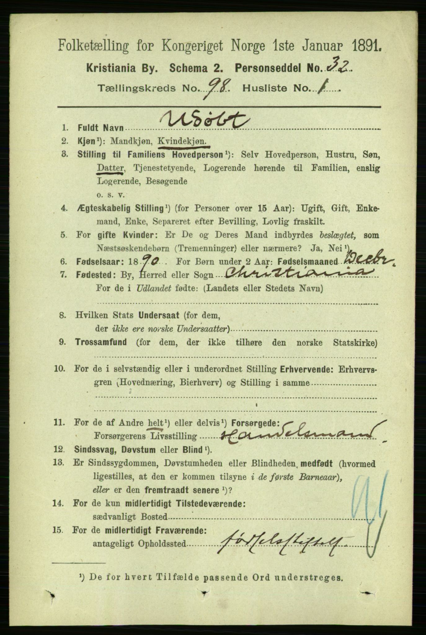 RA, 1891 census for 0301 Kristiania, 1891, p. 47731