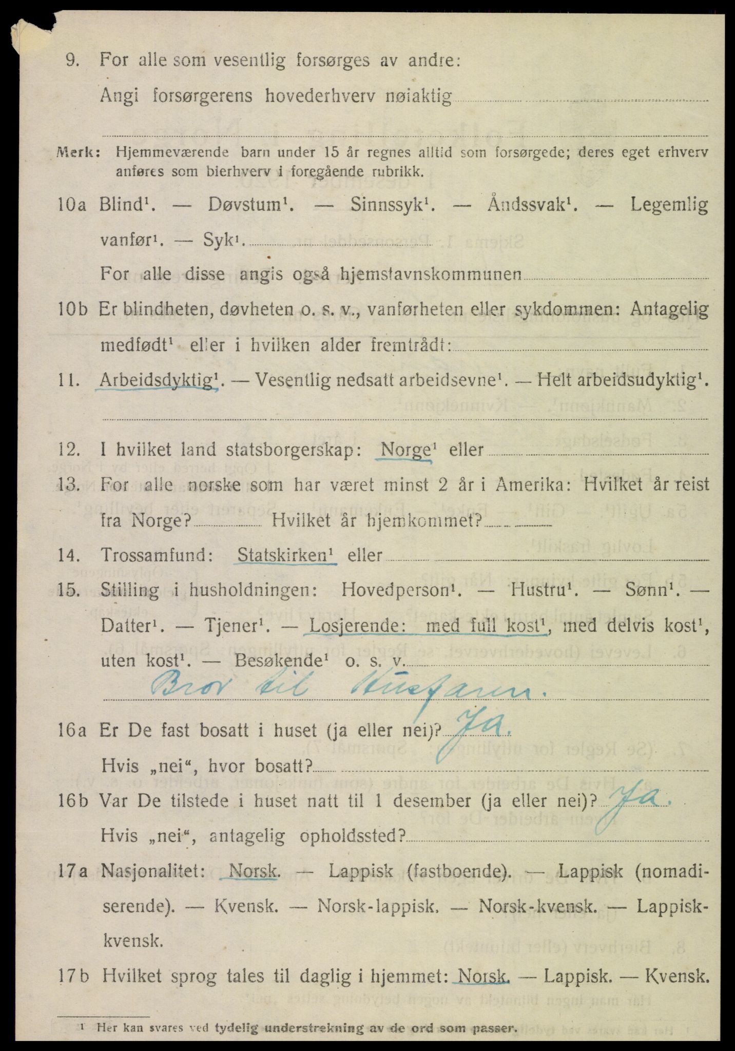 SAT, 1920 census for Meløy, 1920, p. 4418