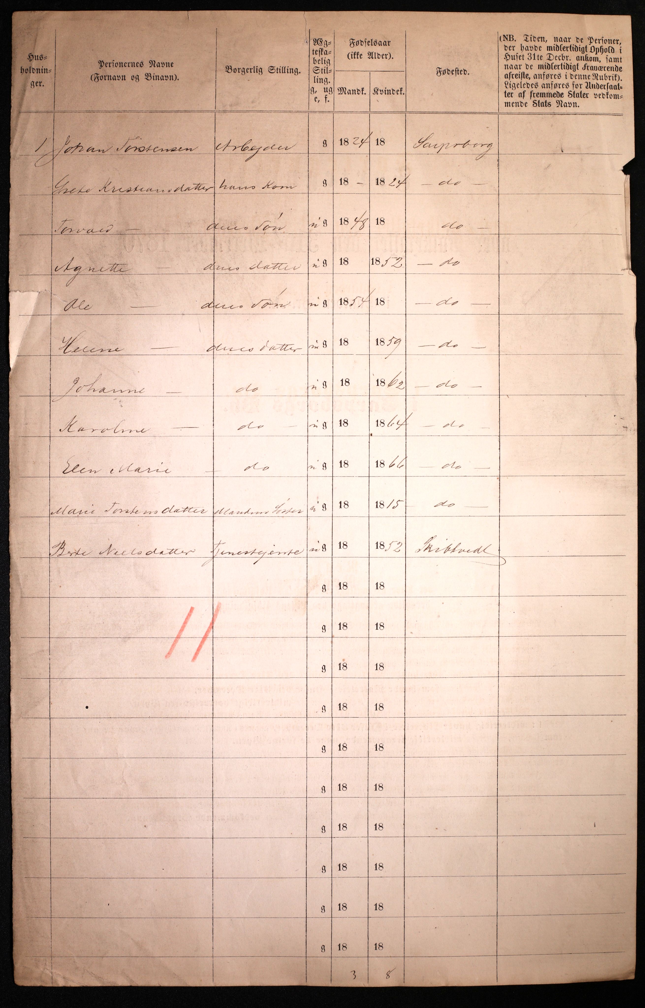 RA, 1870 census for 0102 Sarpsborg, 1870, p. 528