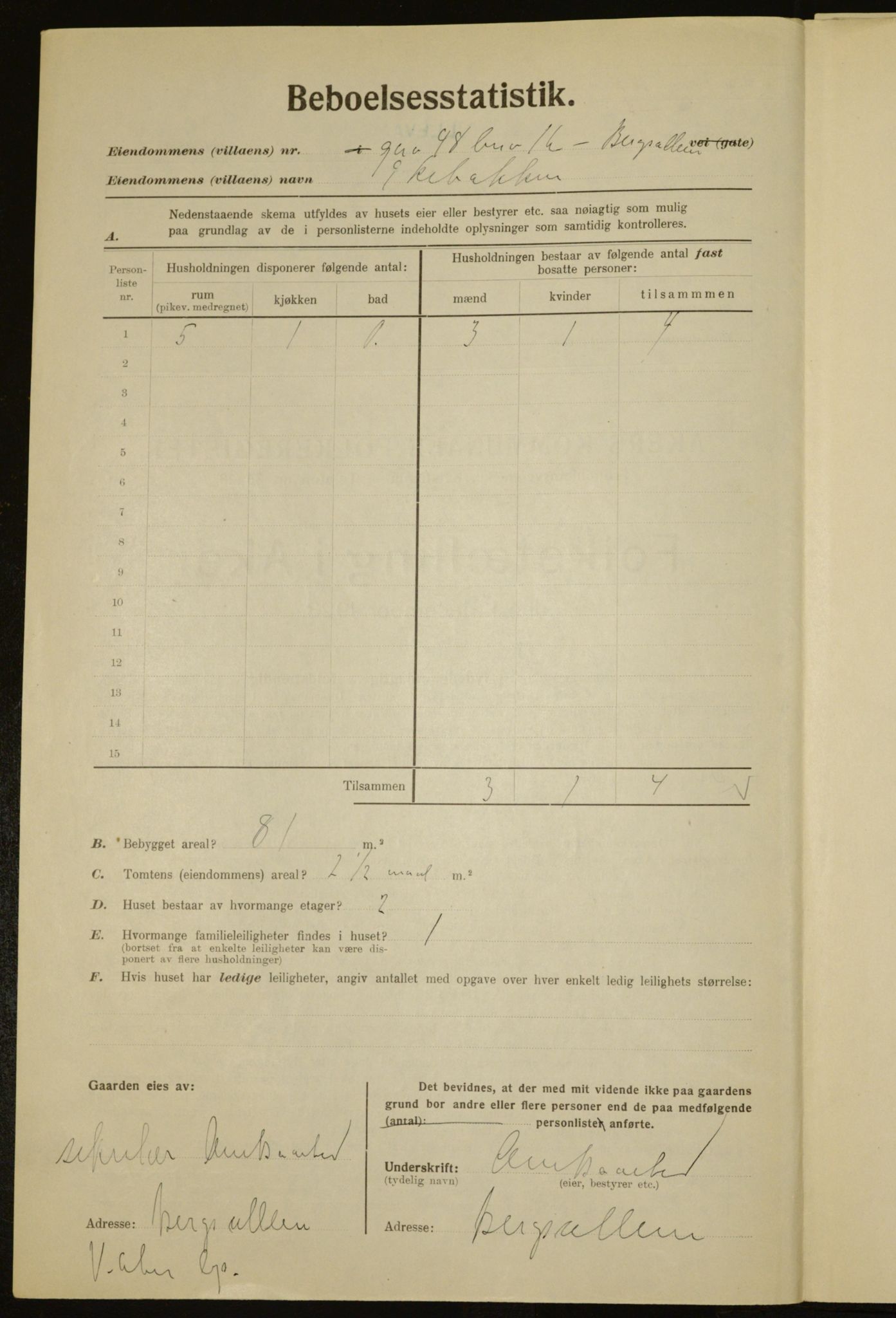 , Municipal Census 1923 for Aker, 1923, p. 7745