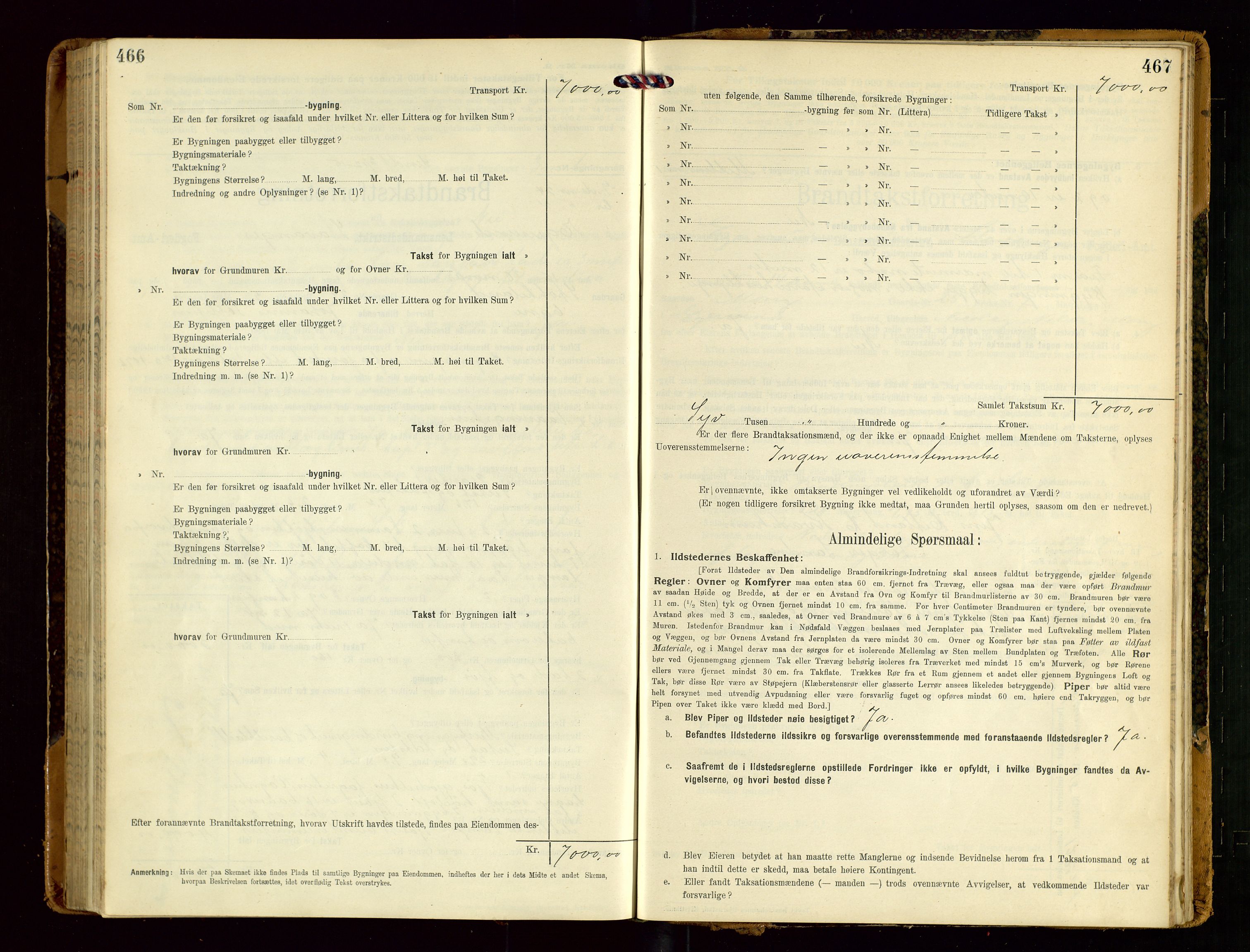 Eigersund lensmannskontor, SAST/A-100171/Gob/L0002: "Brandtakstprotokol", 1910-1916, p. 466-467