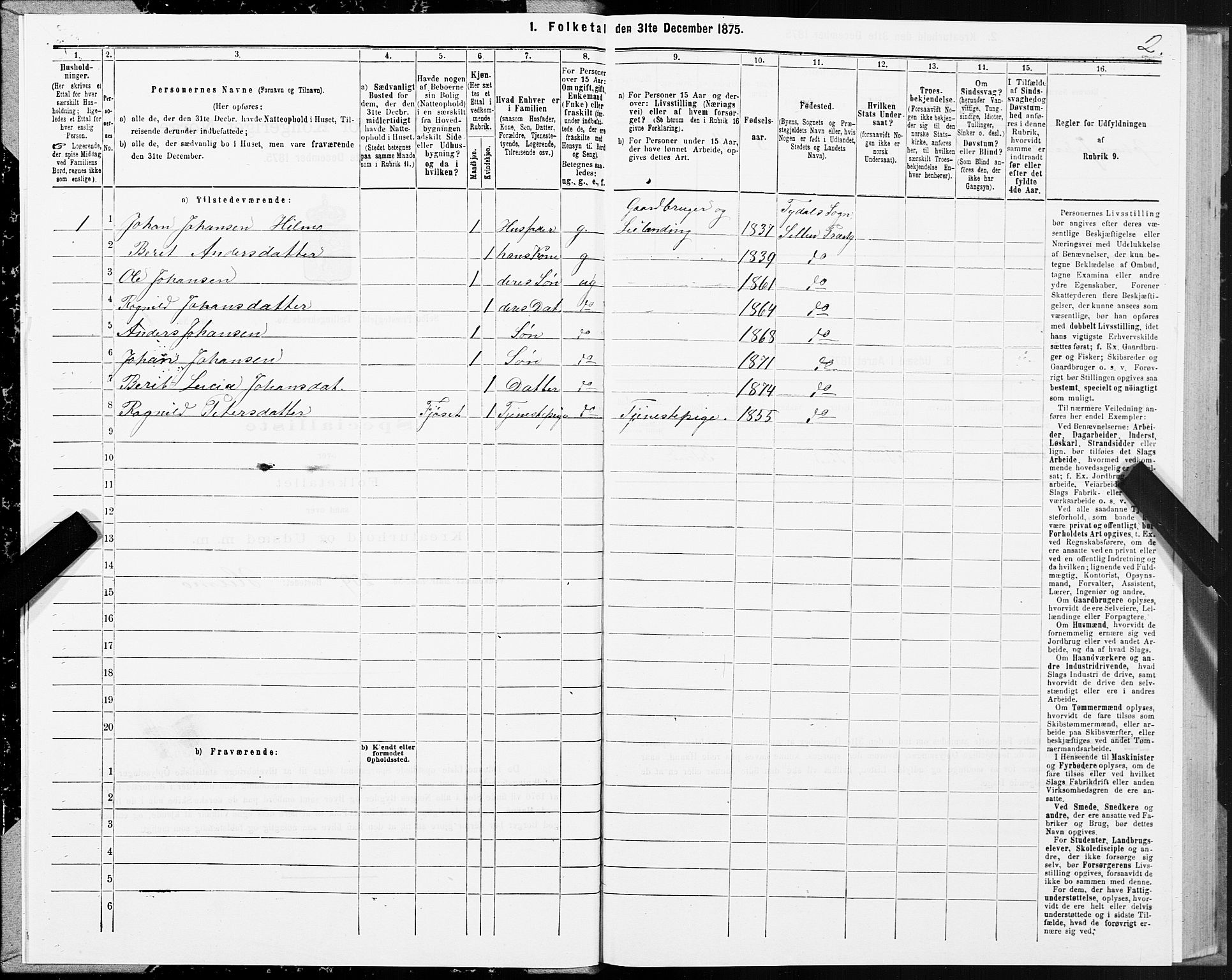 SAT, 1875 census for 1664P Selbu, 1875, p. 7002