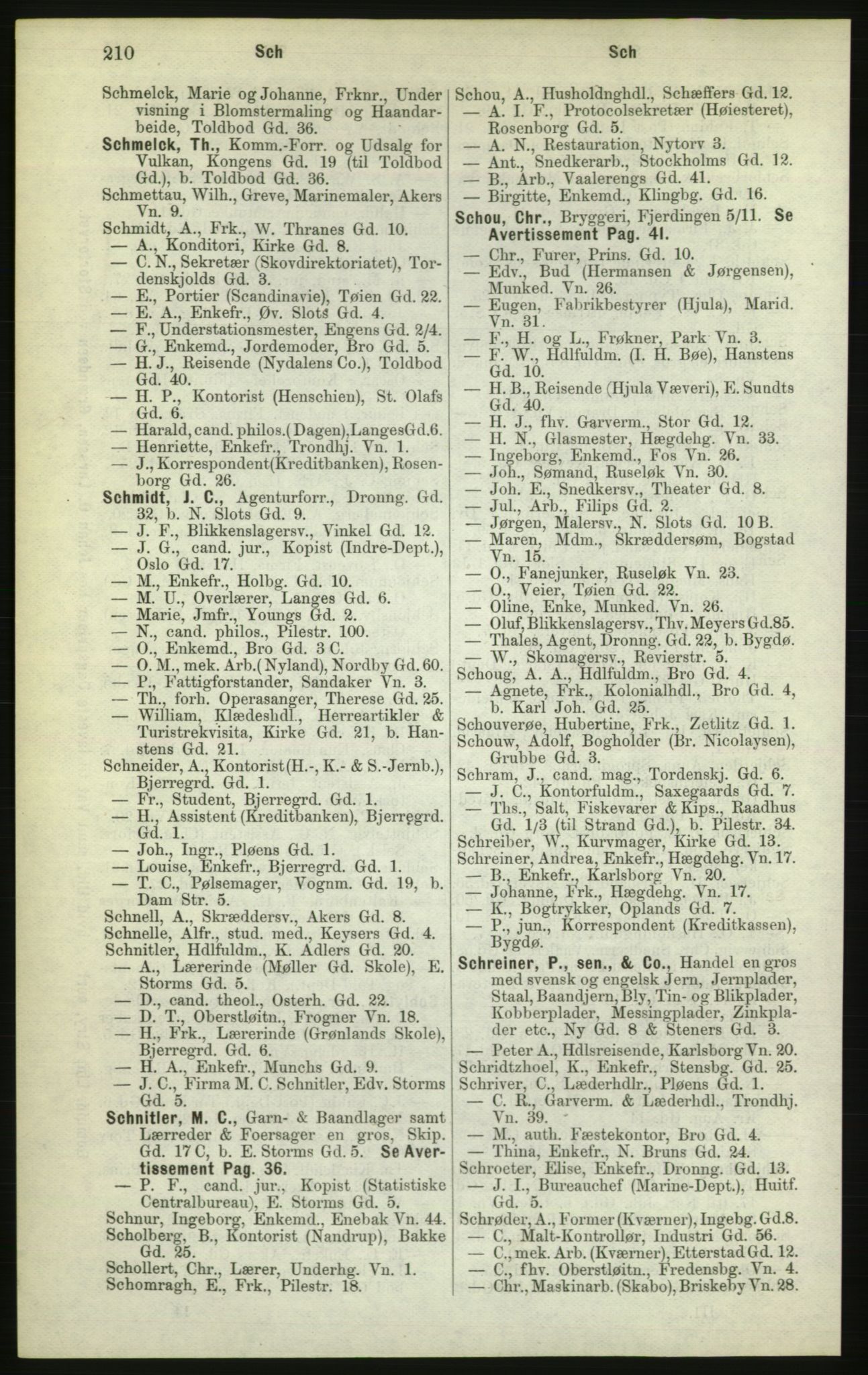 Kristiania/Oslo adressebok, PUBL/-, 1882, p. 210