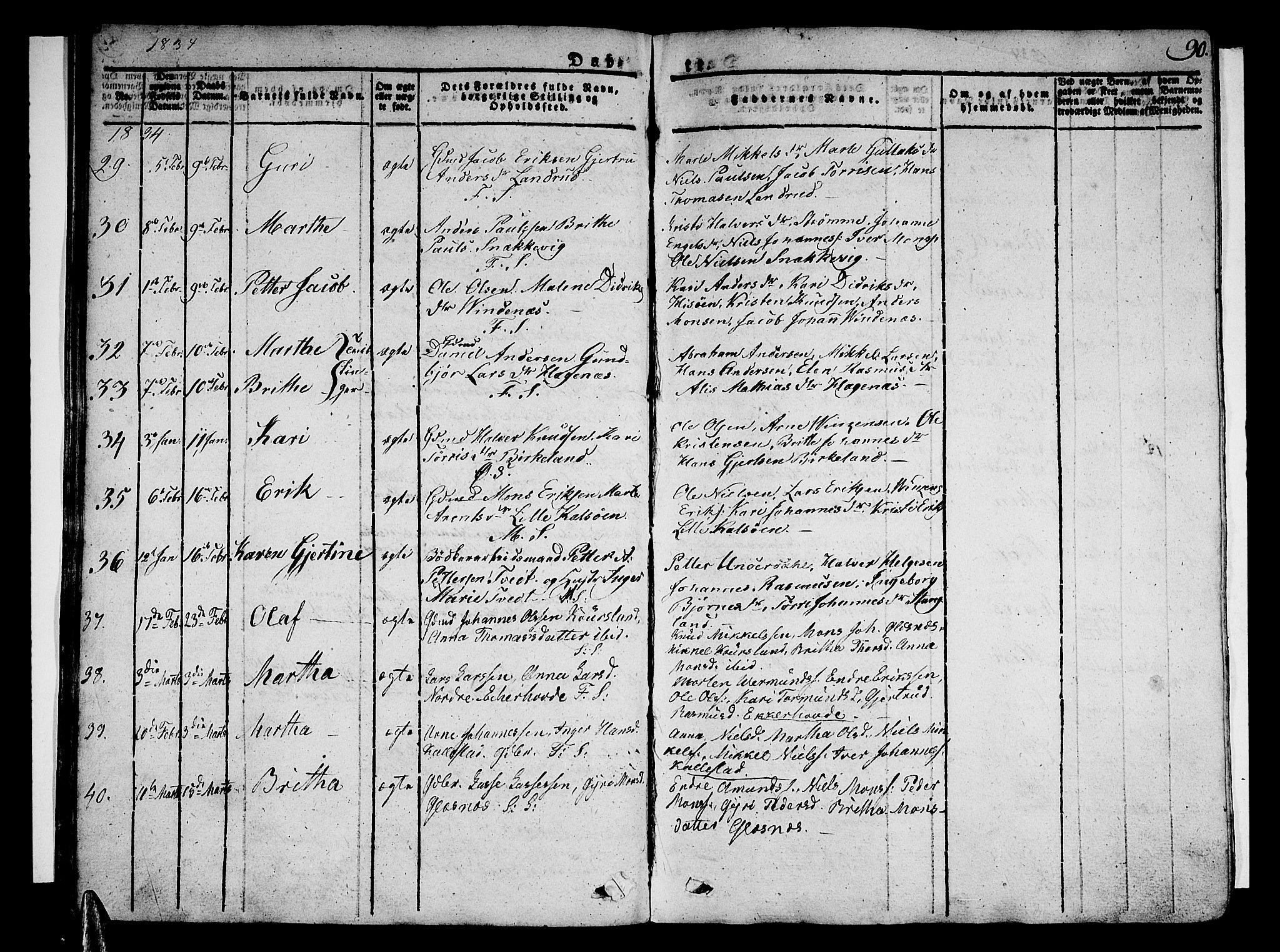 Sund sokneprestembete, AV/SAB-A-99930: Parish register (official) no. A 12, 1825-1835, p. 90