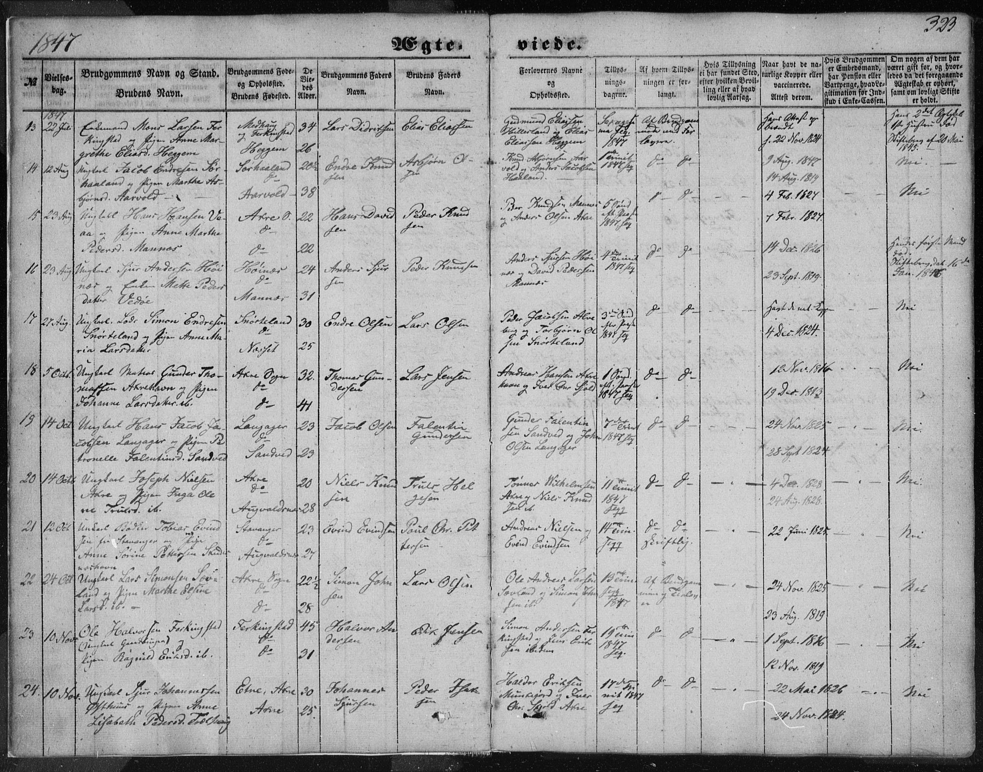 Skudenes sokneprestkontor, SAST/A -101849/H/Ha/Haa/L0005: Parish register (official) no. A 3.2, 1847-1863, p. 323
