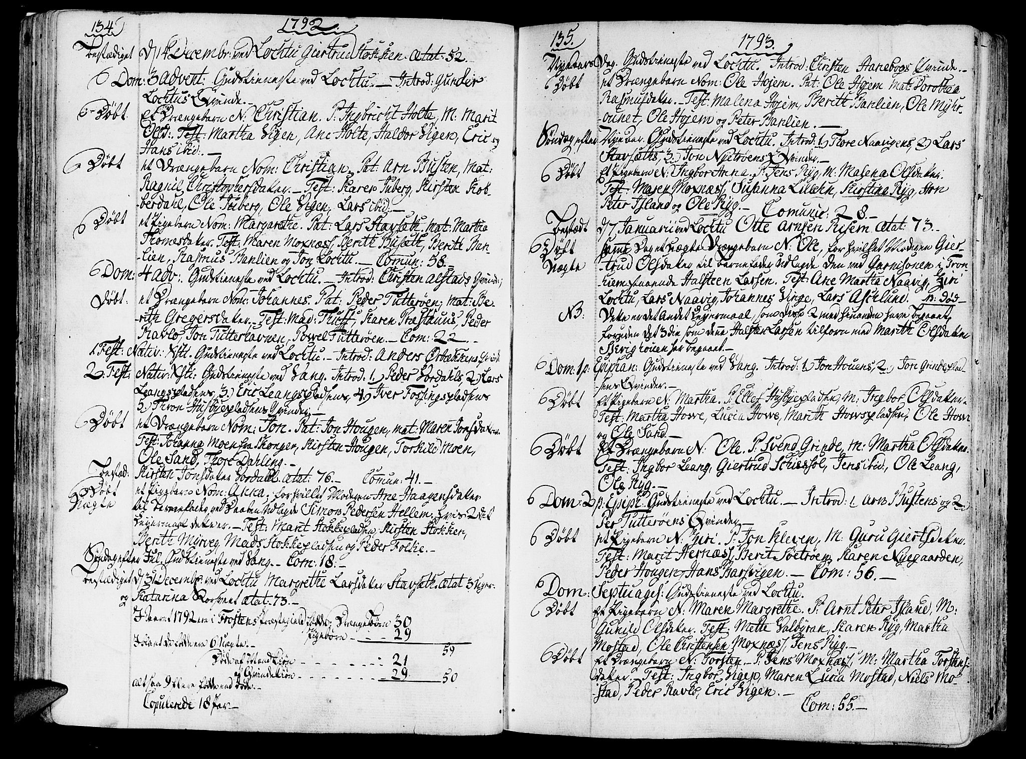 Ministerialprotokoller, klokkerbøker og fødselsregistre - Nord-Trøndelag, AV/SAT-A-1458/713/L0110: Parish register (official) no. 713A02, 1778-1811, p. 134-135