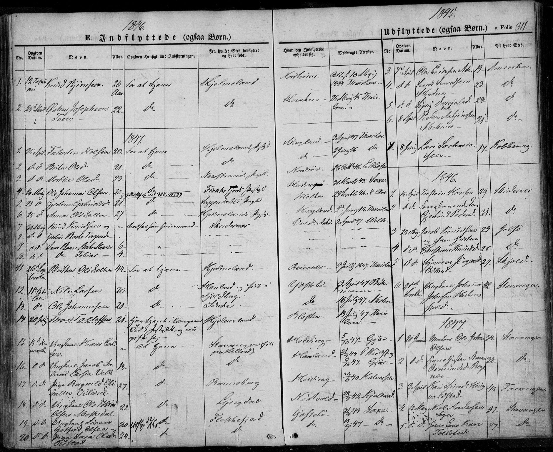 Rennesøy sokneprestkontor, SAST/A -101827/H/Ha/Haa/L0005: Parish register (official) no. A 5, 1838-1859, p. 311