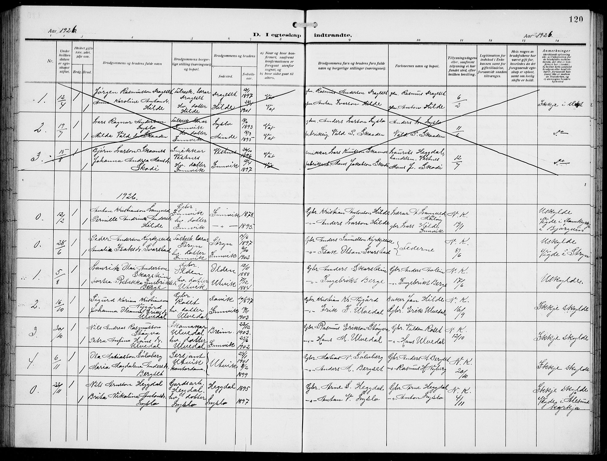 Innvik sokneprestembete, AV/SAB-A-80501: Parish register (copy) no. A 4, 1913-1936, p. 120