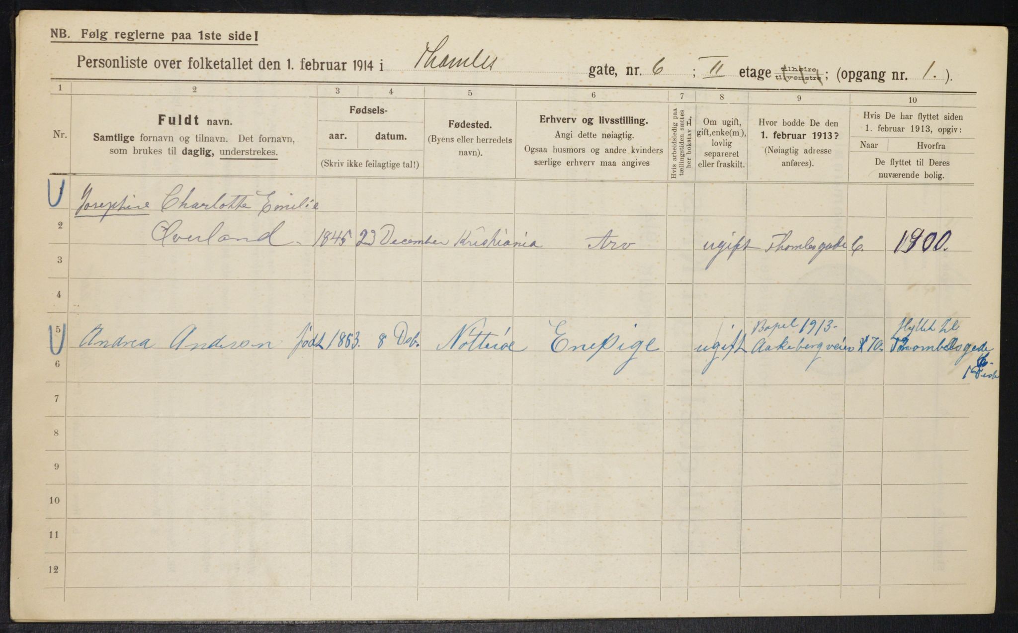 OBA, Municipal Census 1914 for Kristiania, 1914, p. 110167