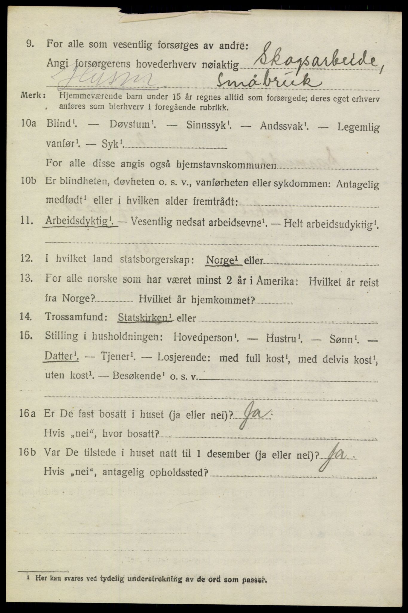SAKO, 1920 census for Sannidal, 1920, p. 1064
