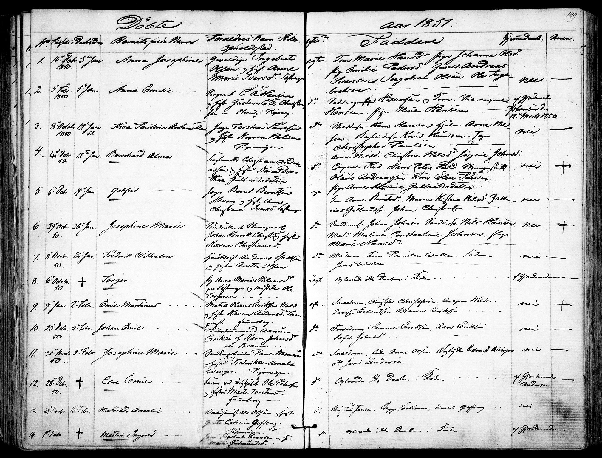 Garnisonsmenigheten Kirkebøker, SAO/A-10846/F/Fa/L0008: Parish register (official) no. 8, 1842-1859, p. 149