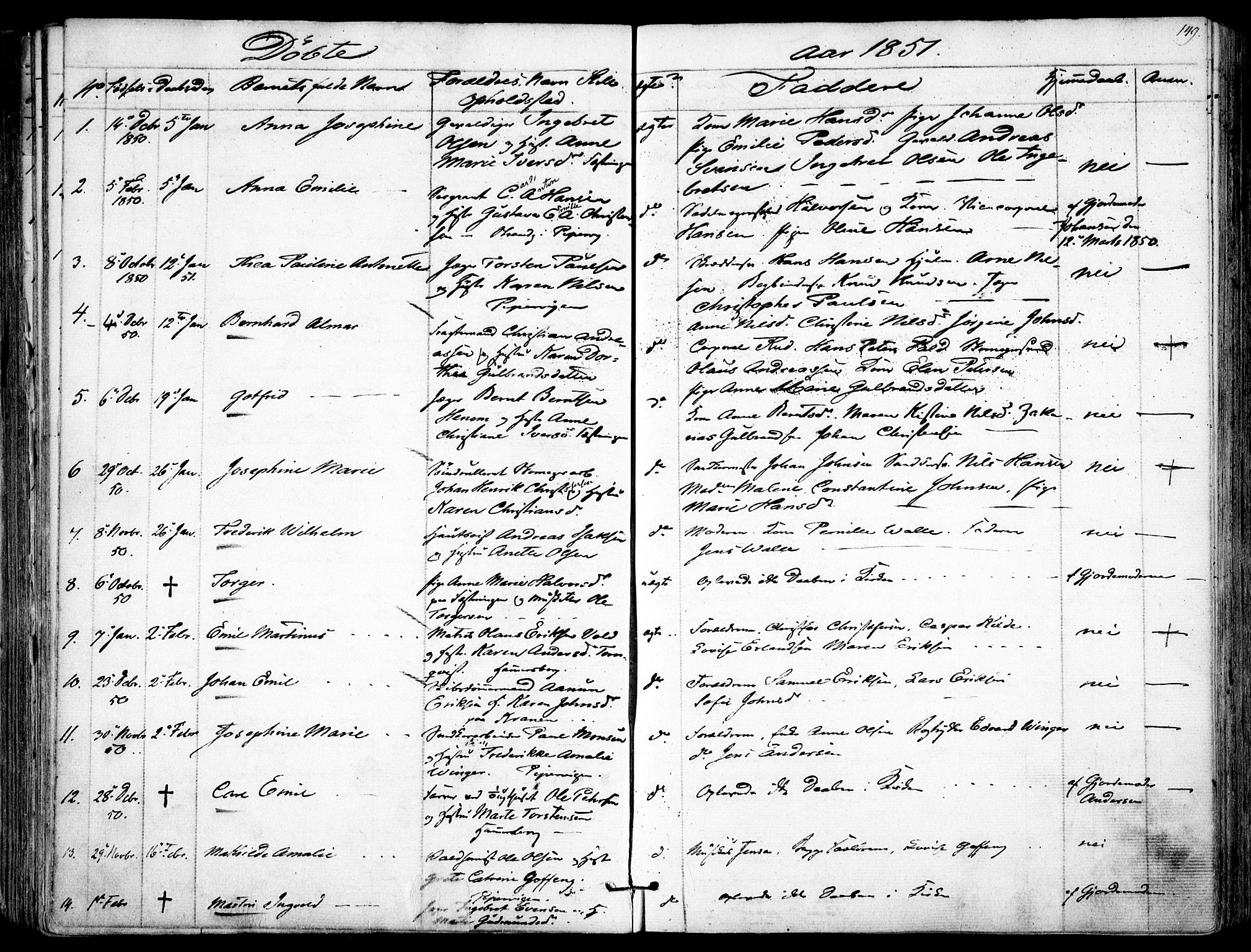 Garnisonsmenigheten Kirkebøker, AV/SAO-A-10846/F/Fa/L0008: Parish register (official) no. 8, 1842-1859, p. 149