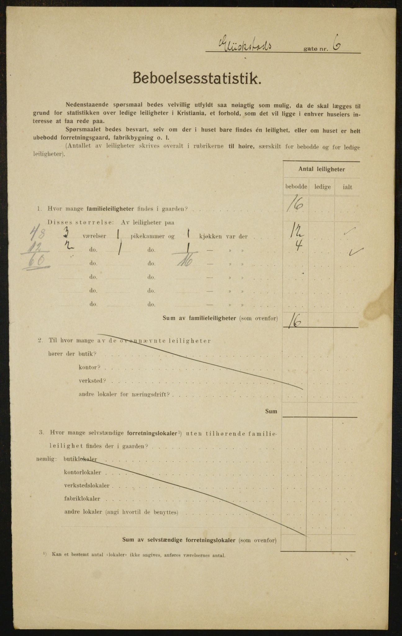 OBA, Municipal Census 1910 for Kristiania, 1910, p. 28057