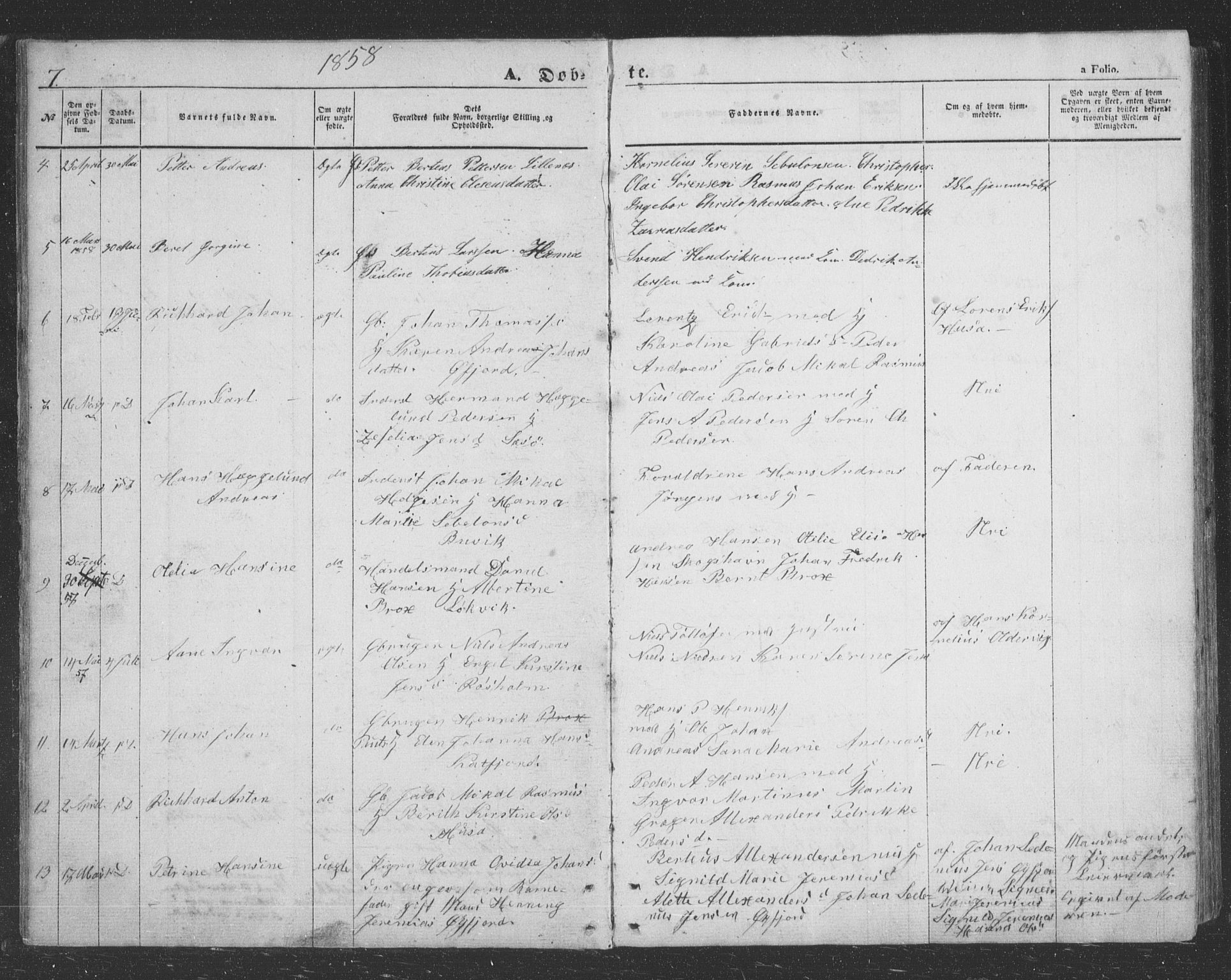 Lenvik sokneprestembete, SATØ/S-1310/H/Ha/Hab/L0020klokker: Parish register (copy) no. 20, 1855-1883, p. 7