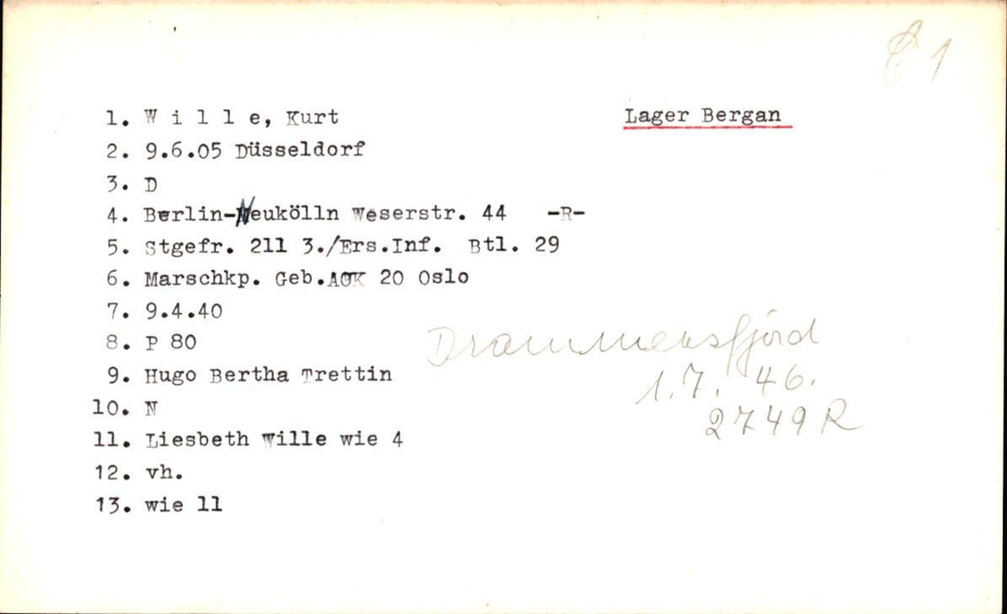 Hjemsendte tyskere , AV/RA-RAFA-6487/D/Db/L0029: Wilke-Zywitz, 1945-1947, p. 42