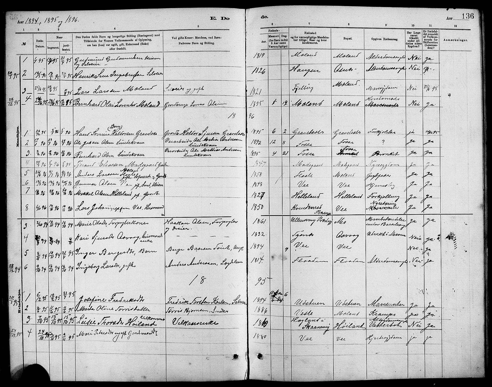 Etne sokneprestembete, SAB/A-75001/H/Hab: Parish register (copy) no. B 4, 1879-1897, p. 136