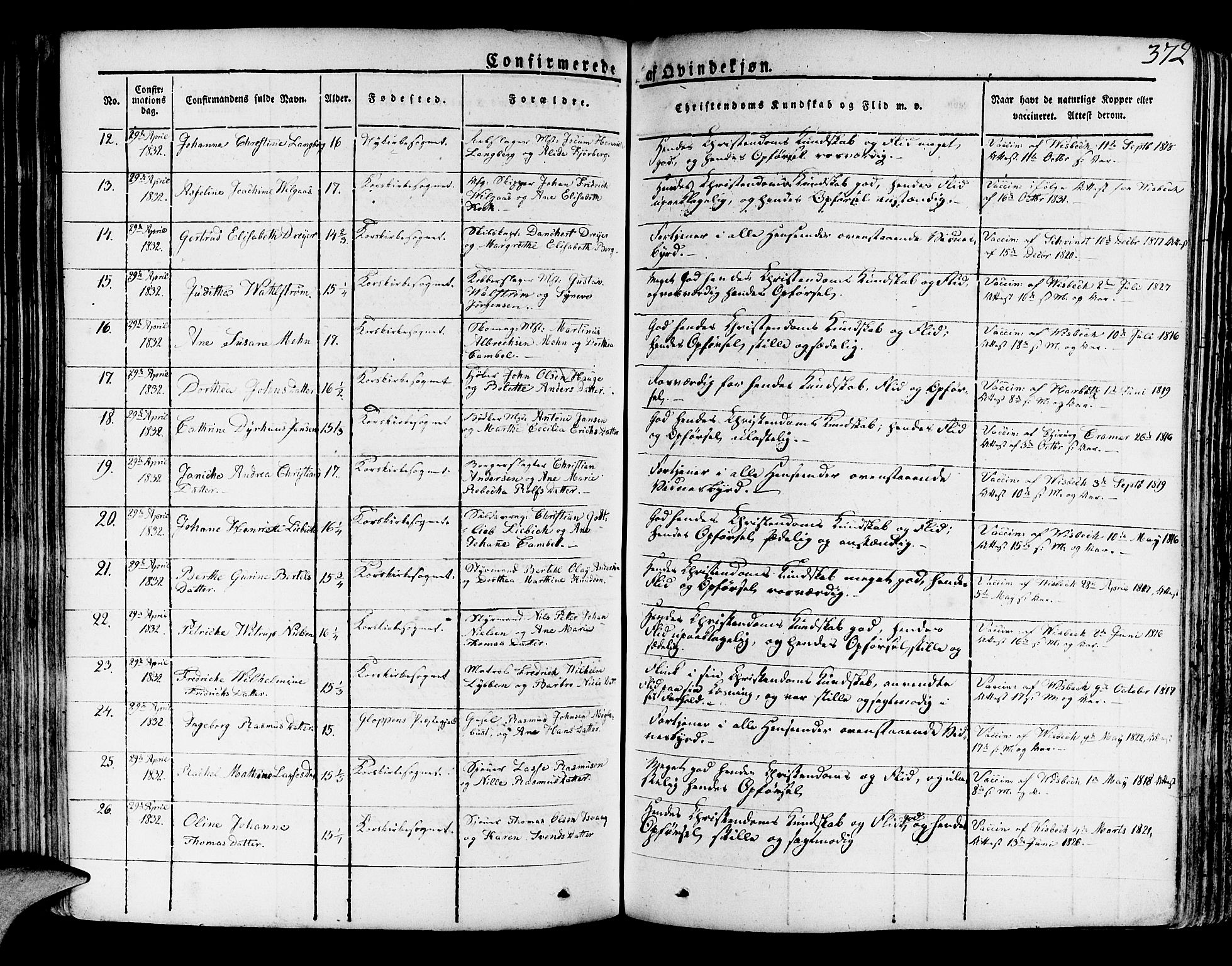 Korskirken sokneprestembete, AV/SAB-A-76101/H/Haa/L0014: Parish register (official) no. A 14, 1823-1835, p. 372