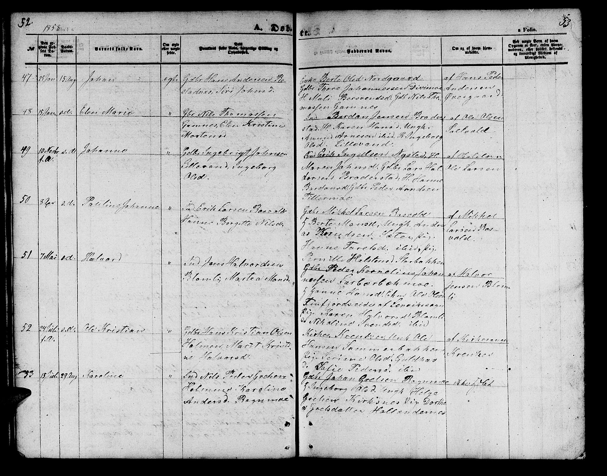 Målselv sokneprestembete, SATØ/S-1311/G/Ga/Gab/L0001klokker: Parish register (copy) no. 1, 1856-1866, p. 52-53