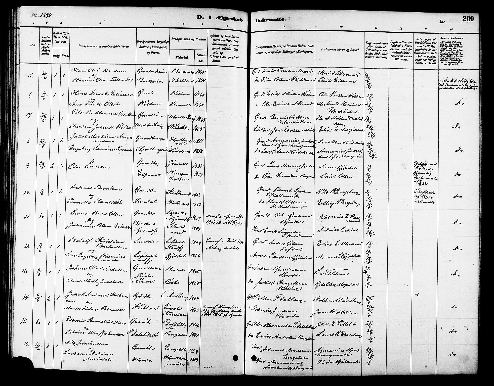 Ministerialprotokoller, klokkerbøker og fødselsregistre - Møre og Romsdal, AV/SAT-A-1454/511/L0158: Parish register (copy) no. 511C04, 1884-1903, p. 269