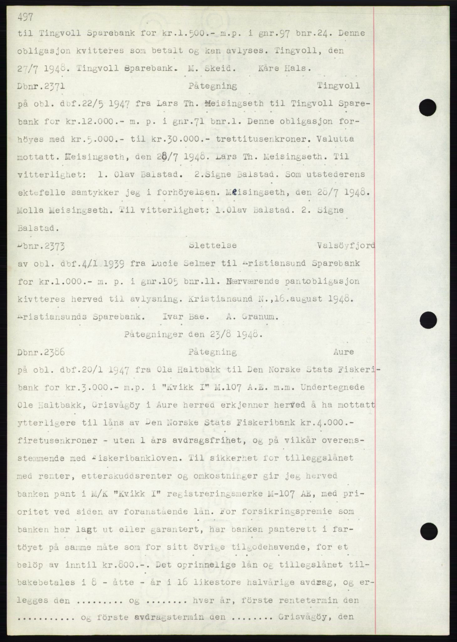 Nordmøre sorenskriveri, AV/SAT-A-4132/1/2/2Ca: Mortgage book no. C82b, 1946-1951, Diary no: : 2371/1948