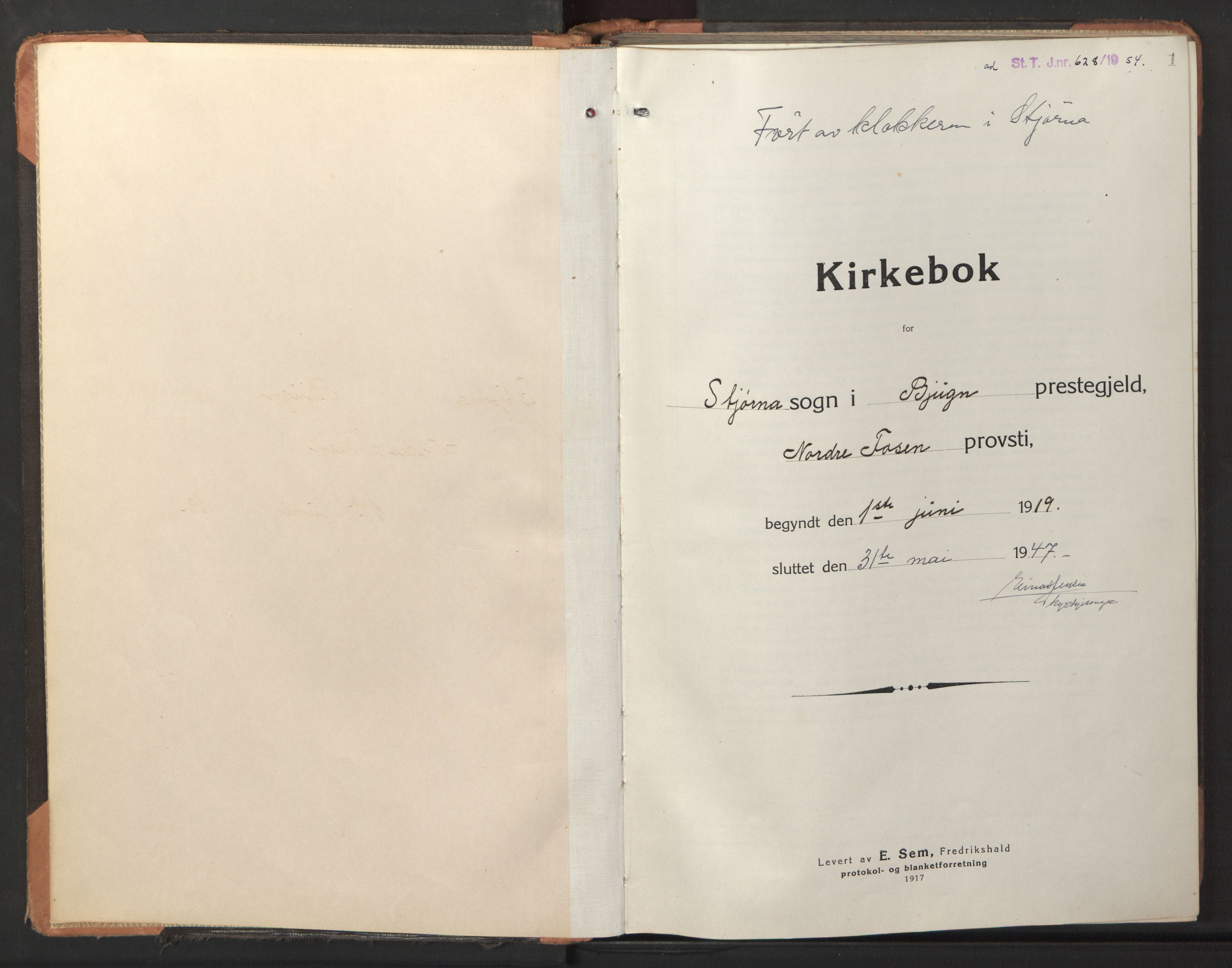 Ministerialprotokoller, klokkerbøker og fødselsregistre - Sør-Trøndelag, SAT/A-1456/653/L0658: Parish register (copy) no. 653C02, 1919-1947, p. 1