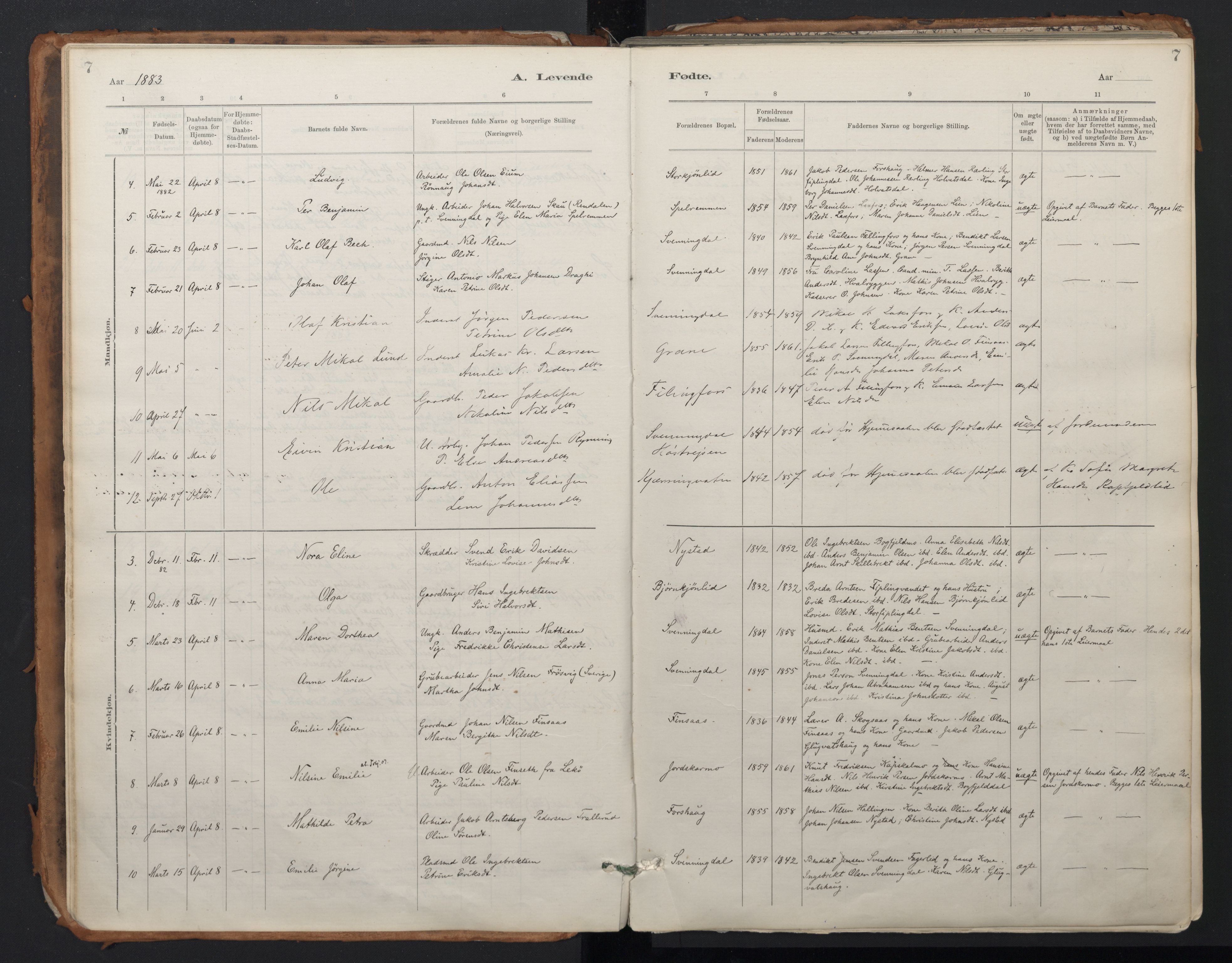 Ministerialprotokoller, klokkerbøker og fødselsregistre - Nordland, SAT/A-1459/824/L0338: Parish register (official) no. 824A01, 1880-1915, p. 7