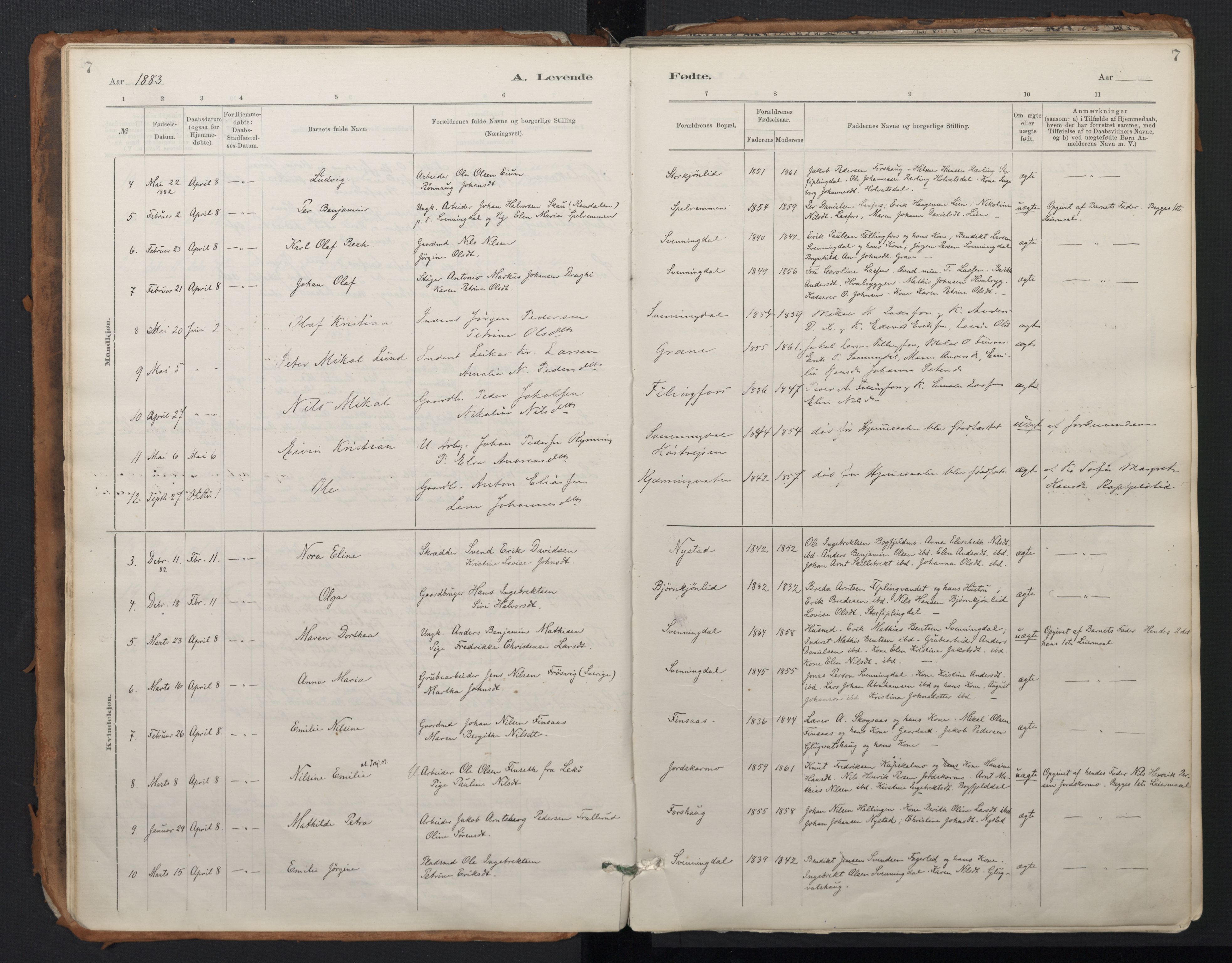 Ministerialprotokoller, klokkerbøker og fødselsregistre - Nordland, AV/SAT-A-1459/824/L0338: Parish register (official) no. 824A01, 1880-1915, p. 7